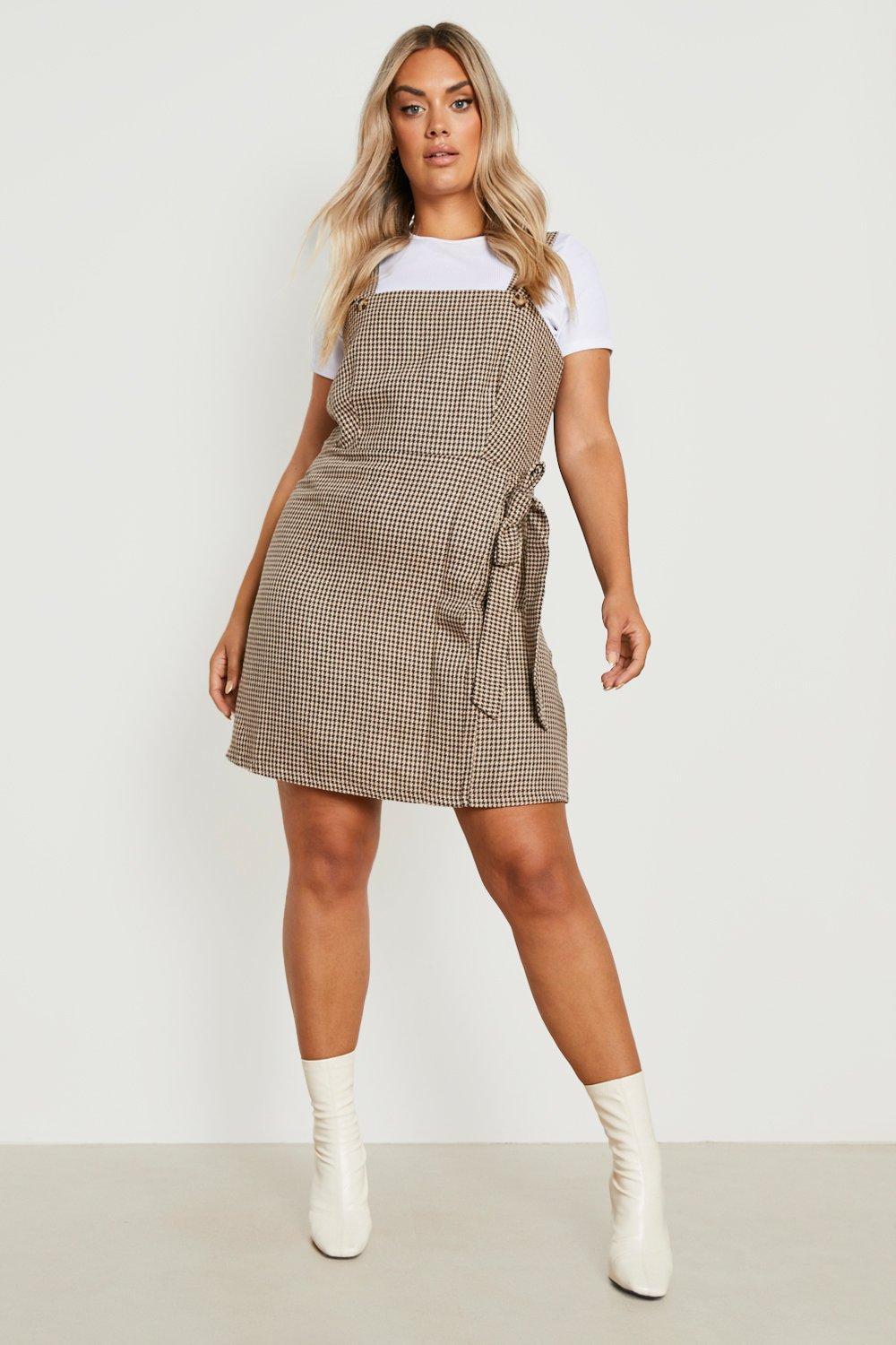 Plus Flannel Wrap Jumper Dress