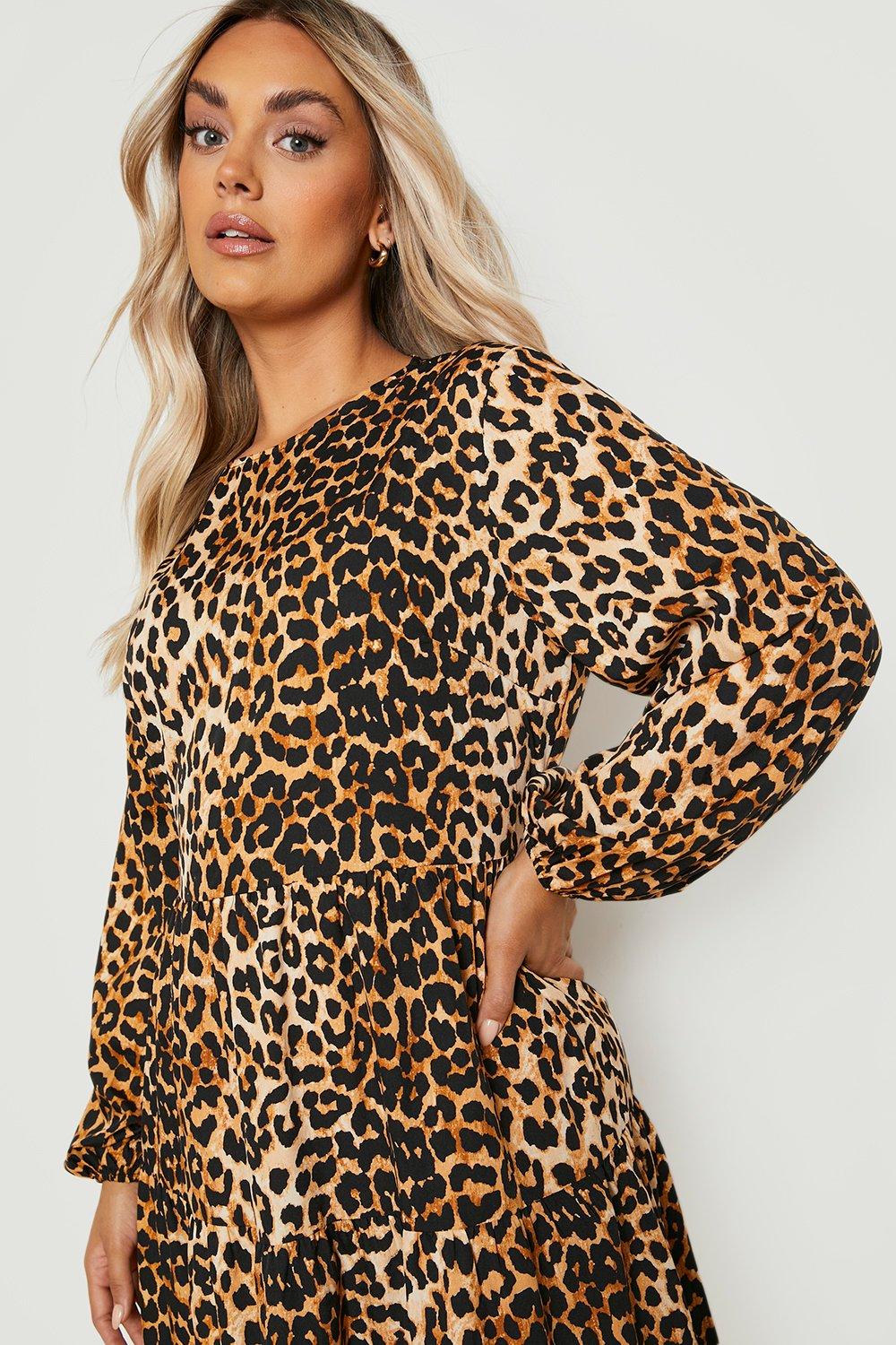 Boohoo plus store leopard midi dress