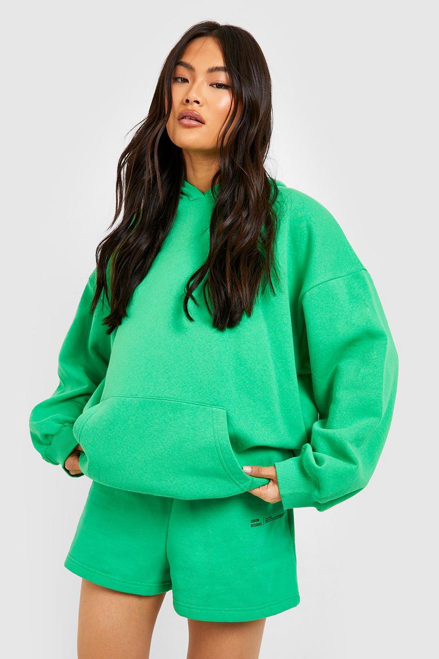 Green Basic Oversized Hoodie image number 1