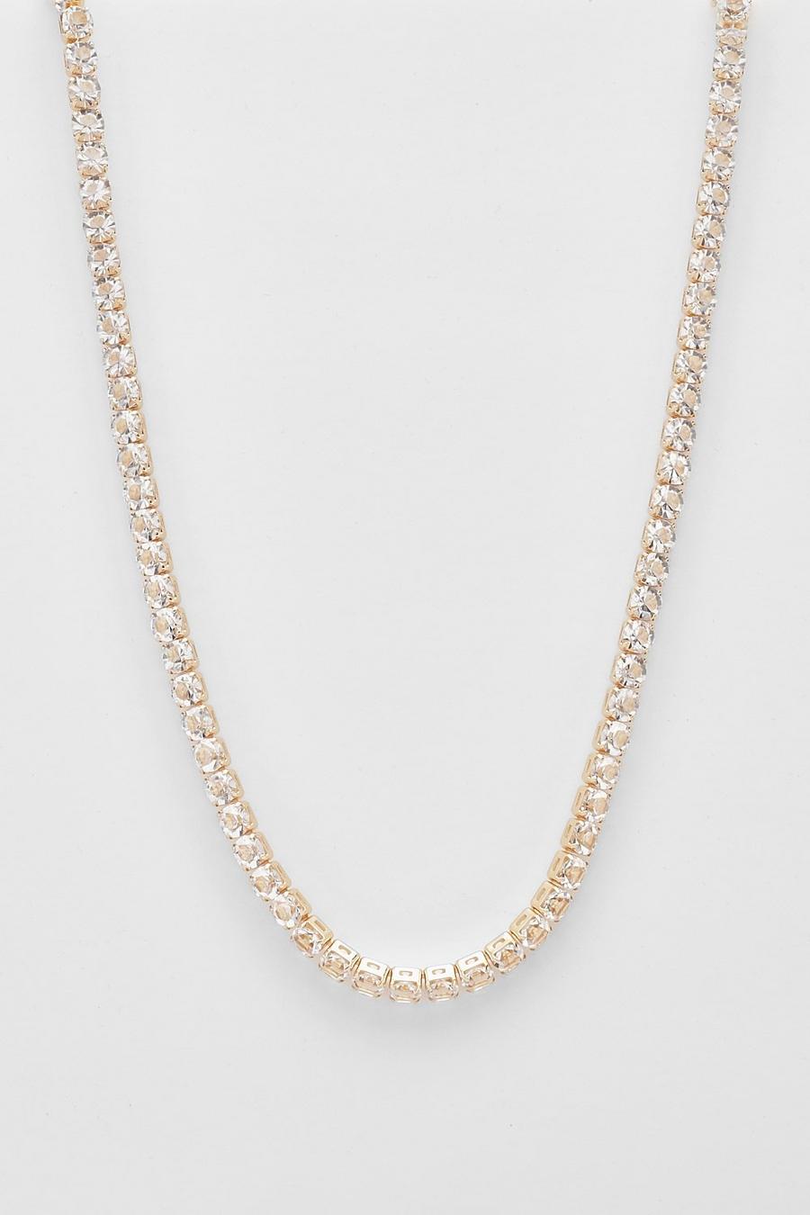Gold metallic Crystal Row Necklace