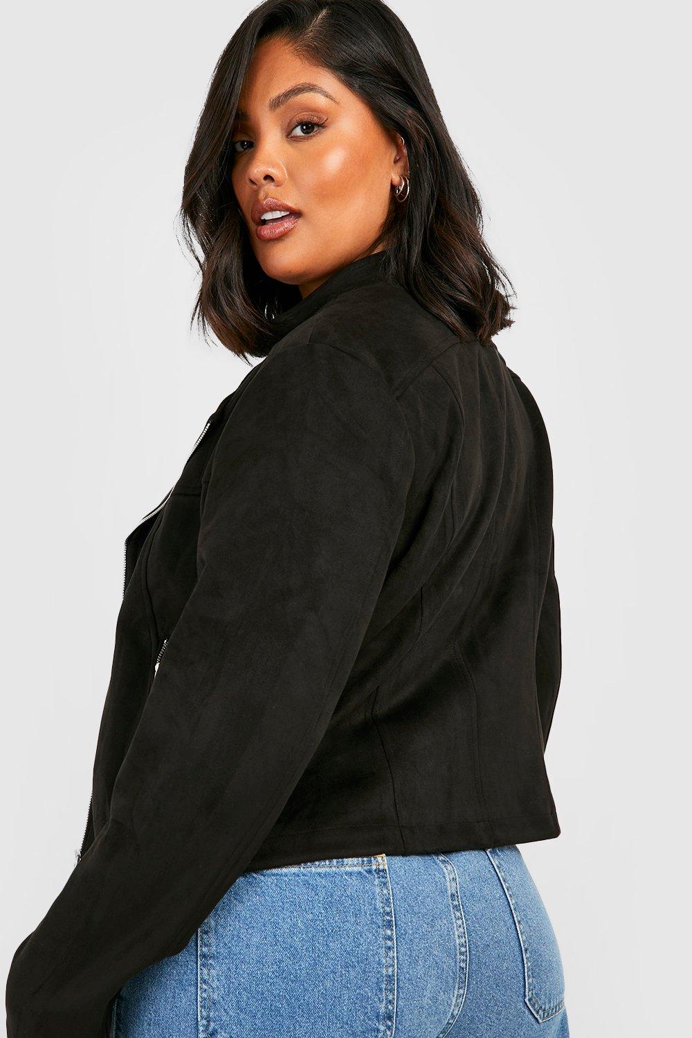 Black suede sale jacket plus size