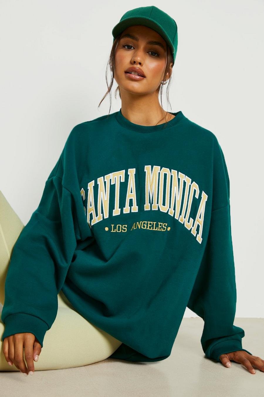 Oversize Sweatshirt mit Santa Moncia Slogan, Forest image number 1