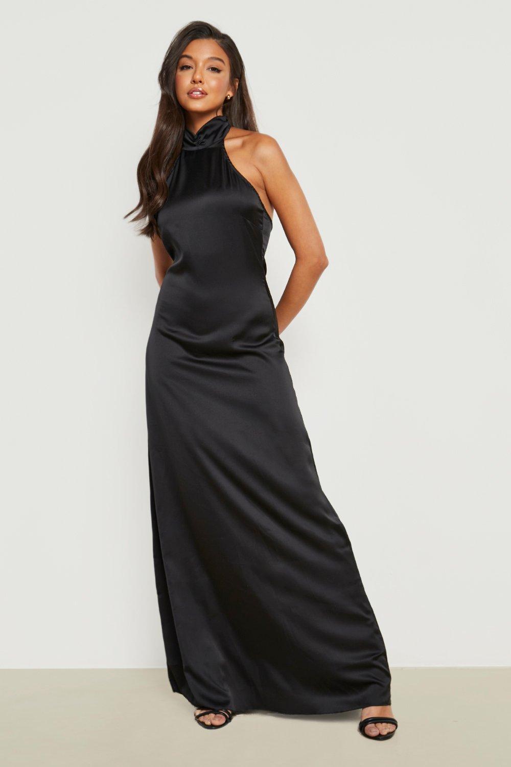 Halter Neck Satin Maxi Dress | boohoo