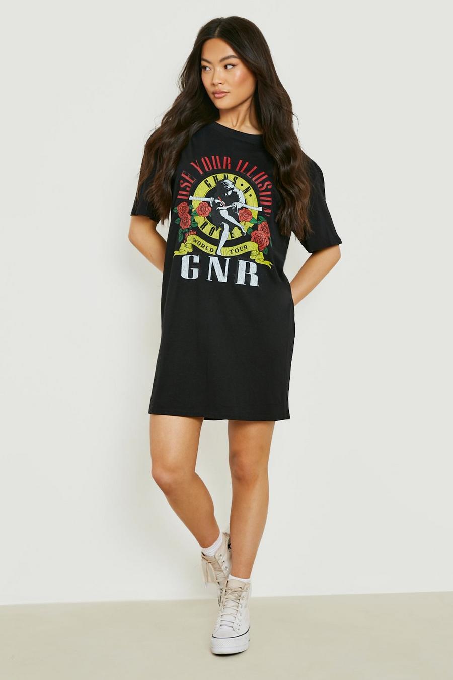 Black Gelicenseerde Guns N Roses T-Shirtjurk Met Print image number 1