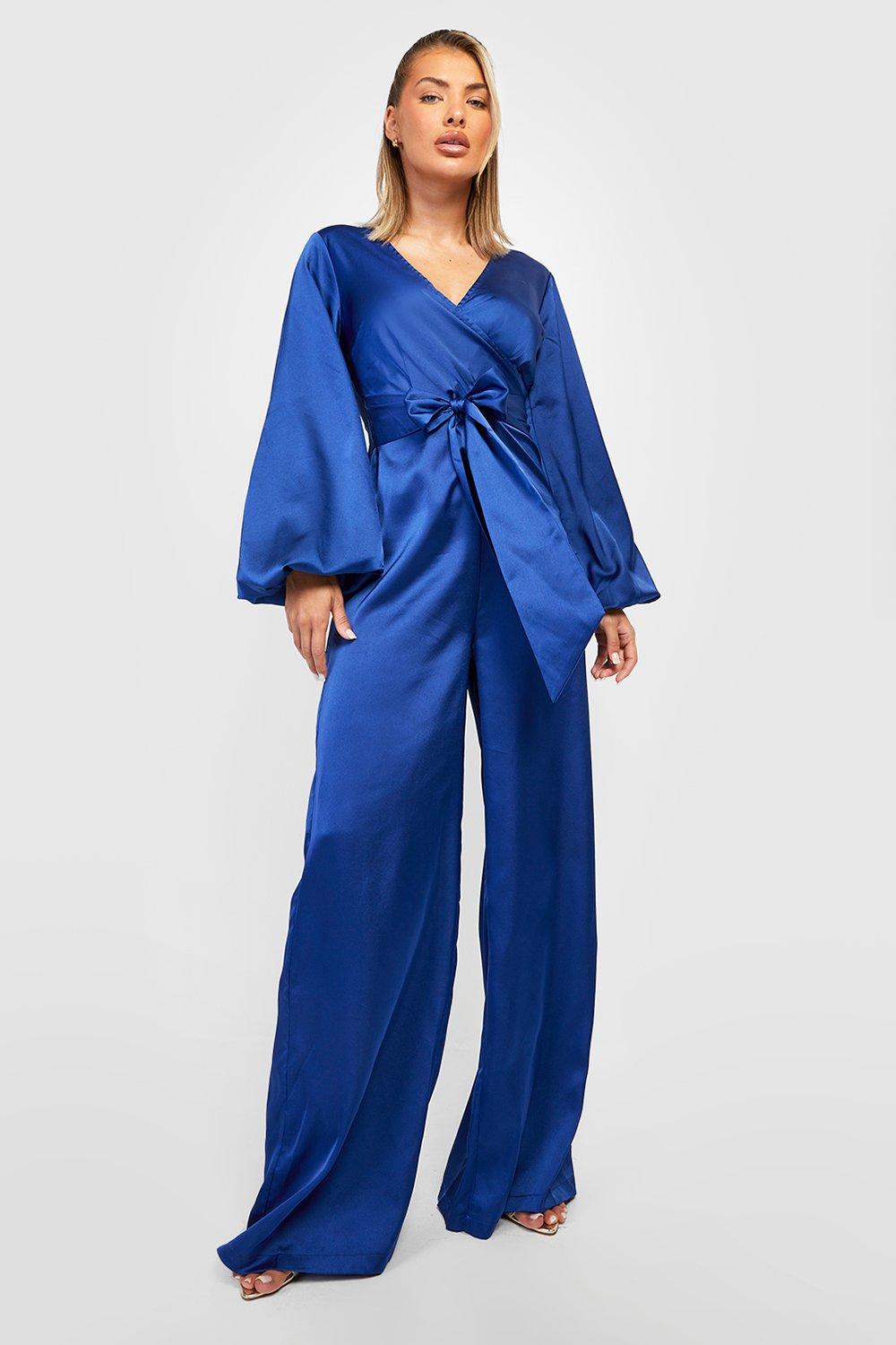 Satin store wrap jumpsuit