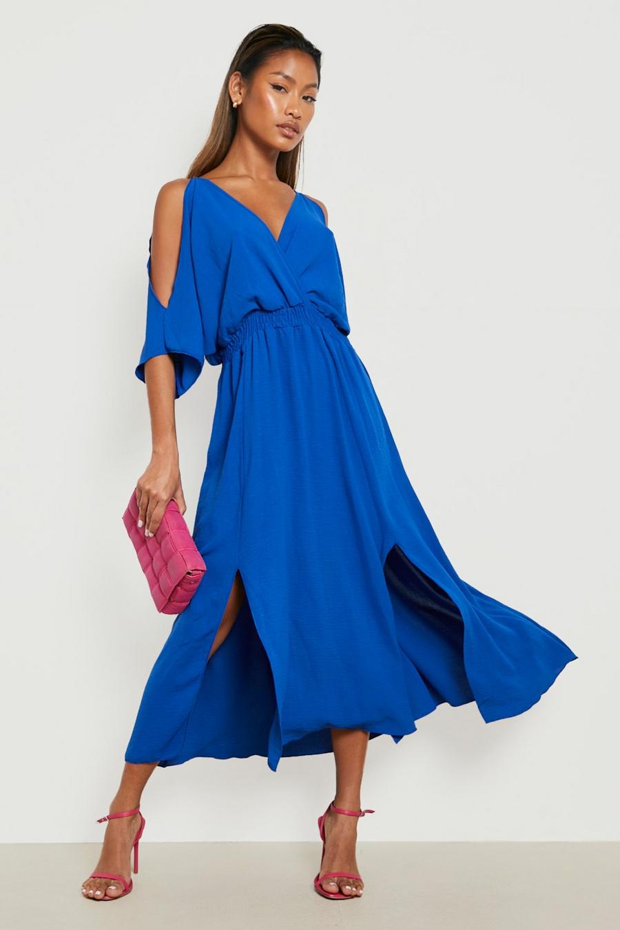 Cobalt Woven Flare Sleeve Midi Dress image number 1