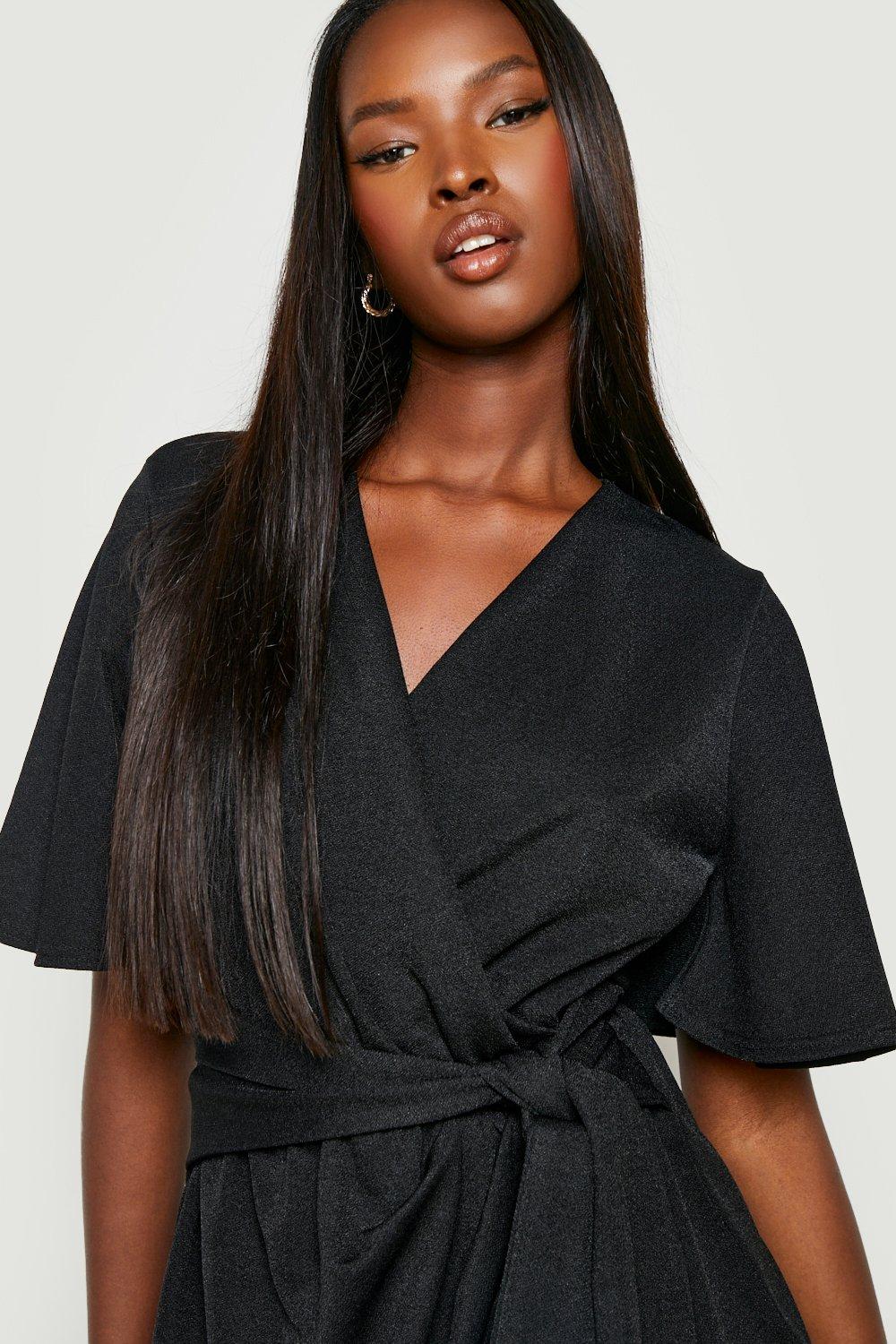 Angel Sleeve Wrap Dress | boohoo