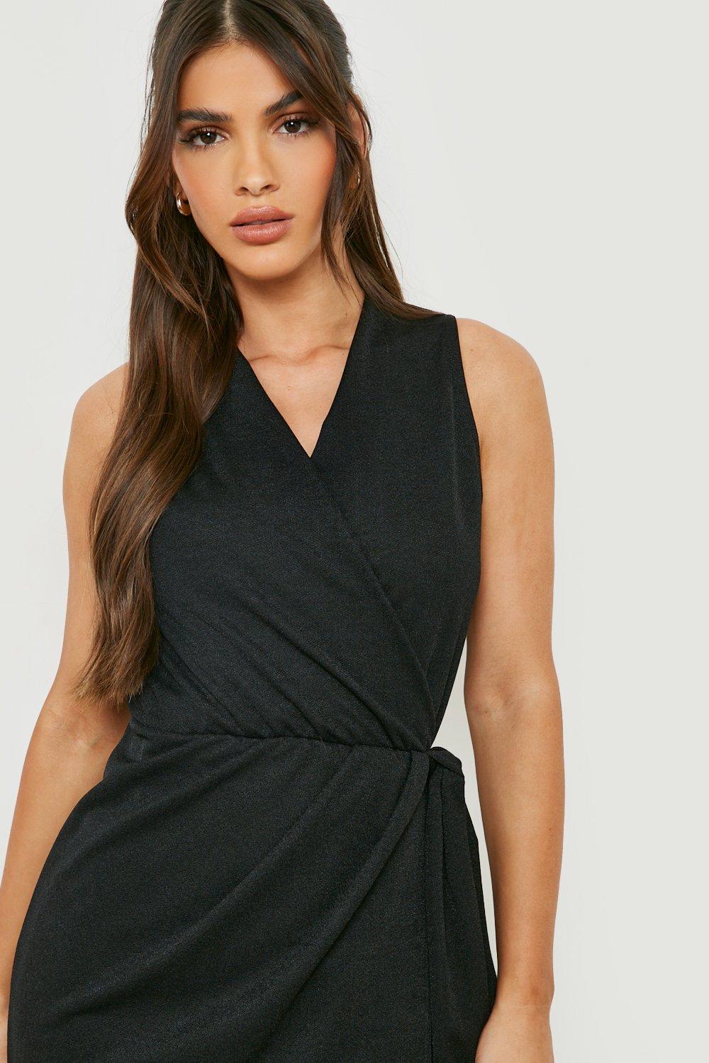 Wrap Sleeveless Midi Dress boohoo USA