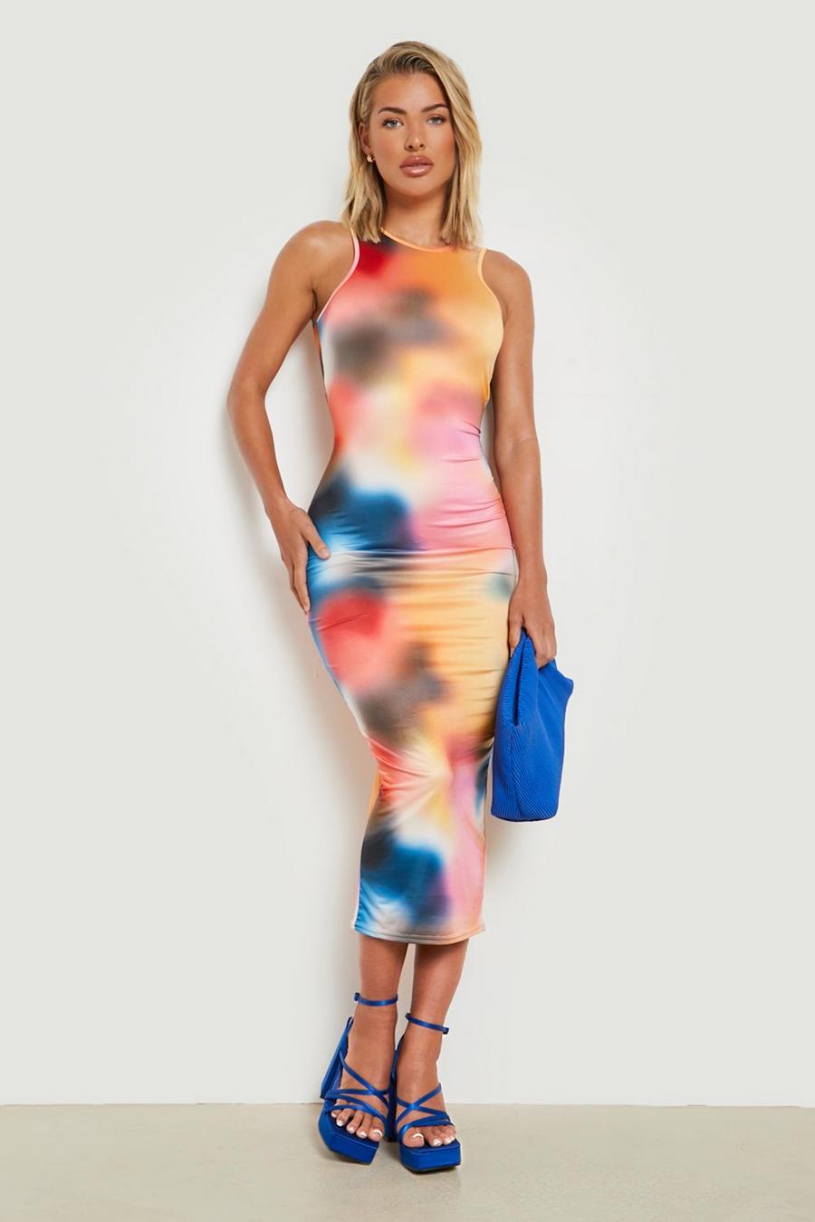Multi Ombre Slinky Racer Maxi Dress image number 1