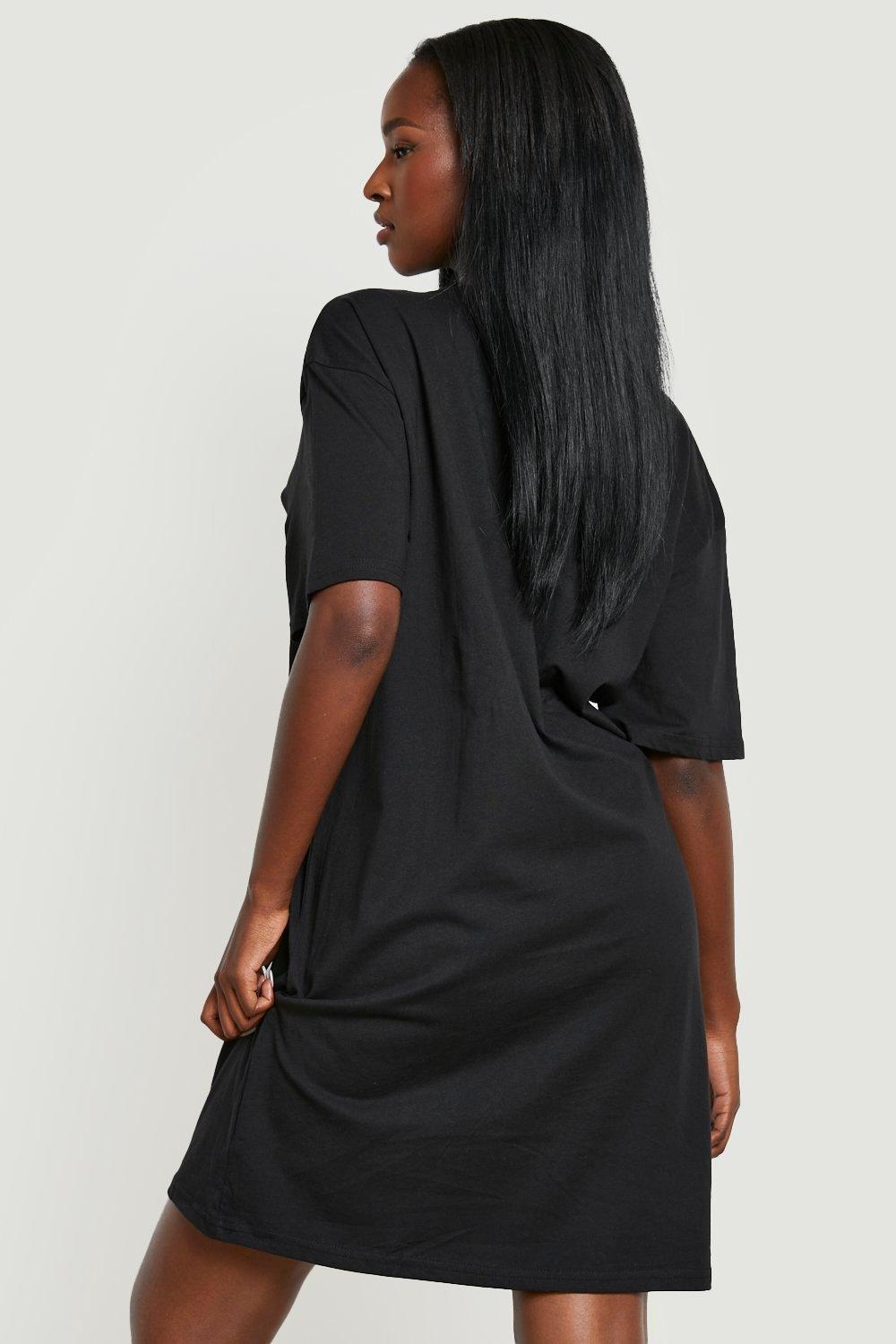 Boohoo black best sale t shirt dress