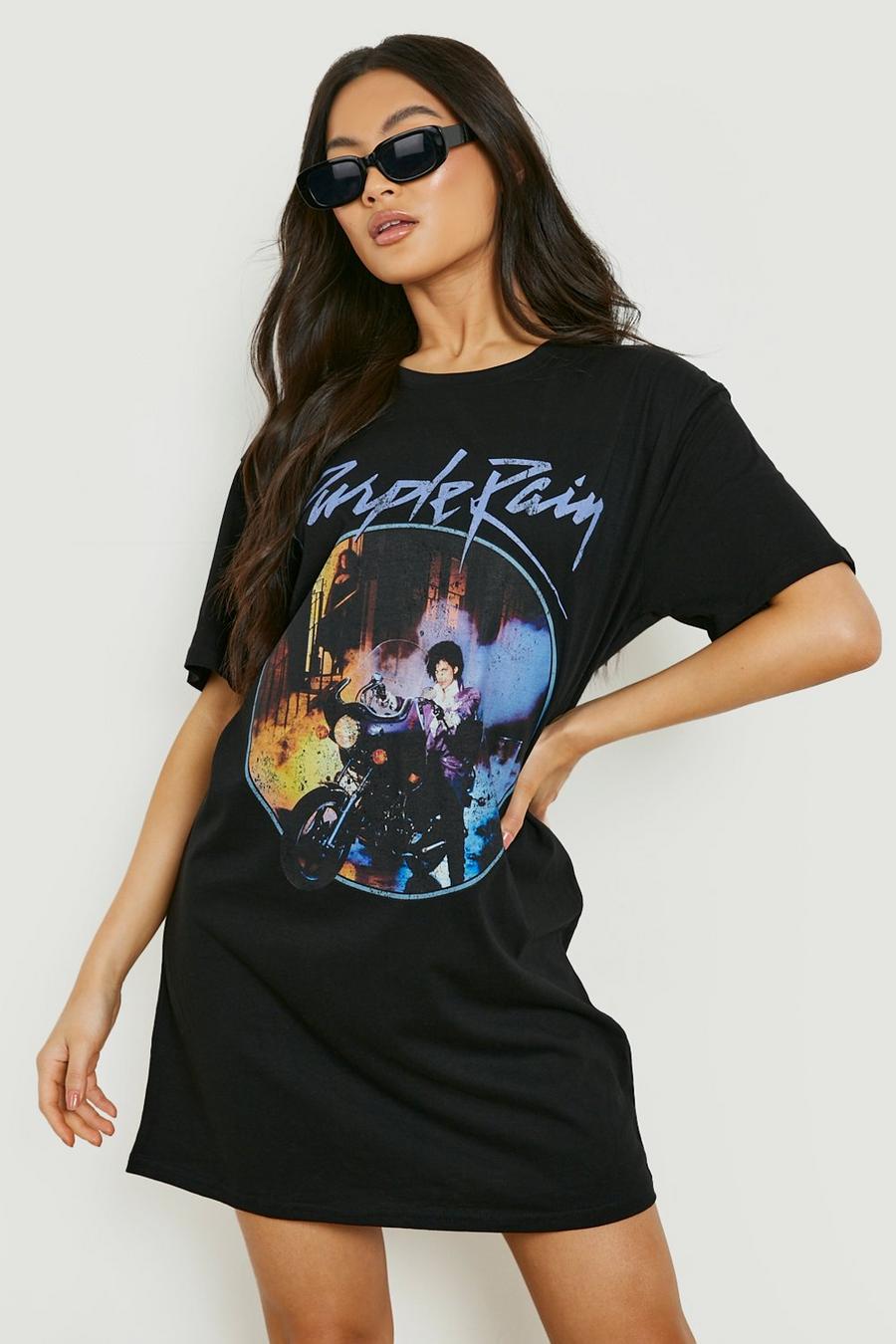 Black Gelicenseerde Prince T-Shirtjurk Met Print image number 1