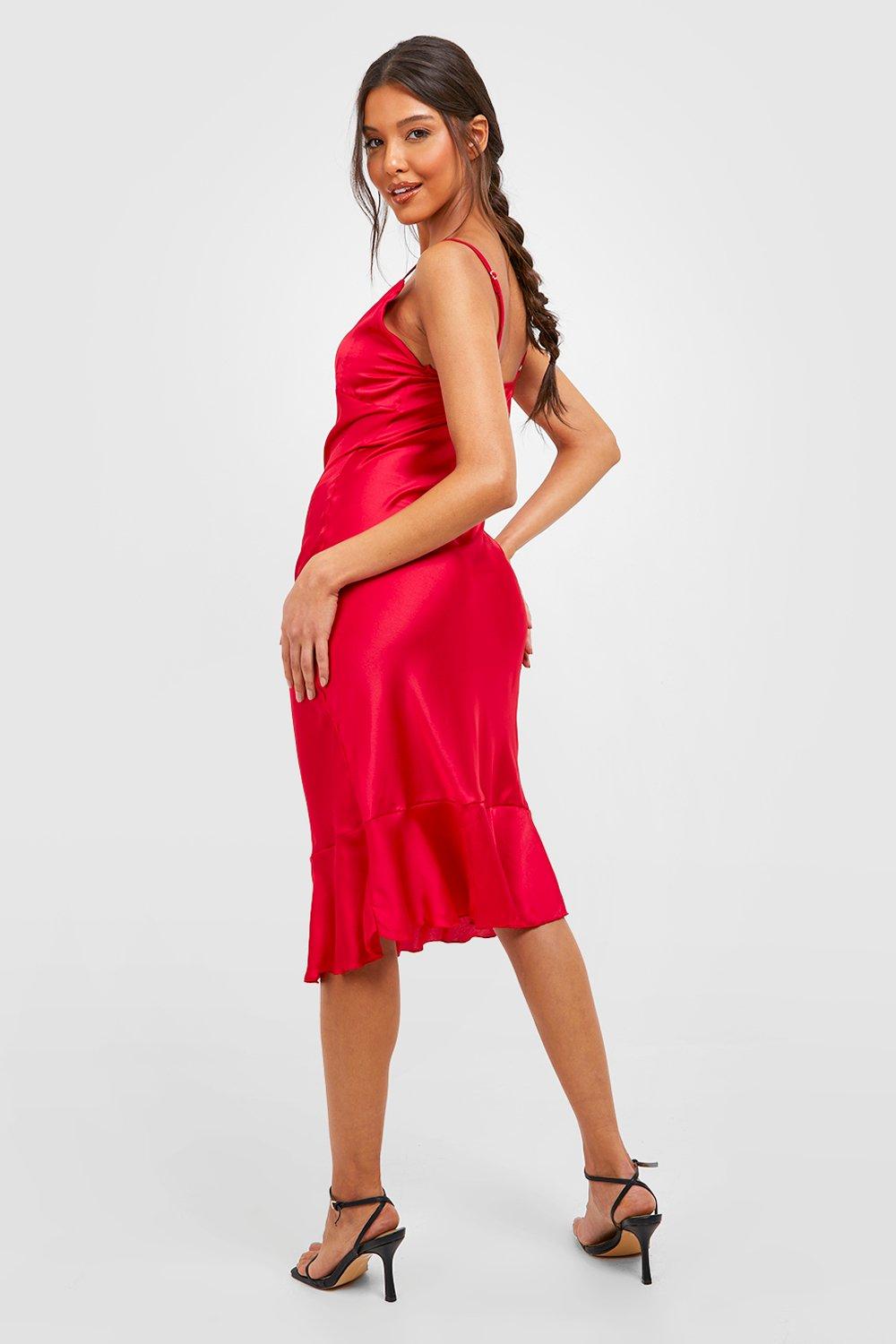 Boohoo satin slip outlet dress