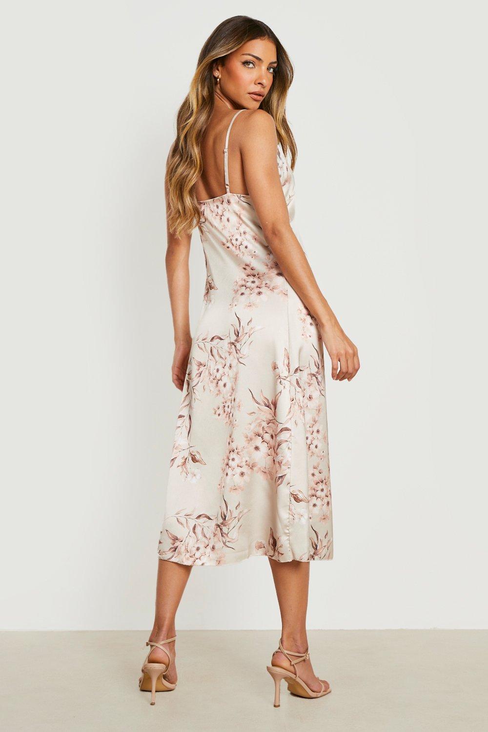 Floral satin hotsell slip dress