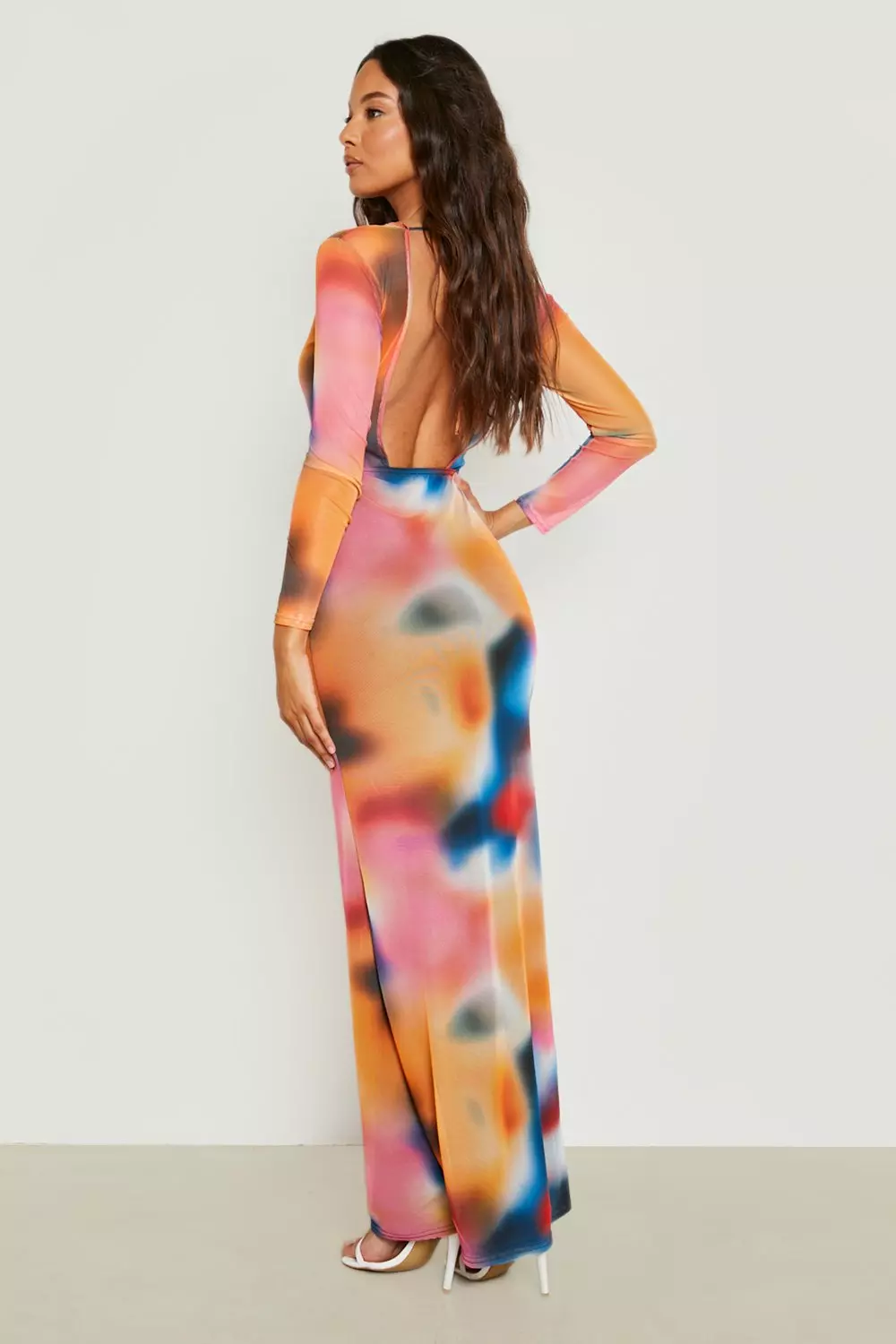 Rainbow backless hot sale maxi dress