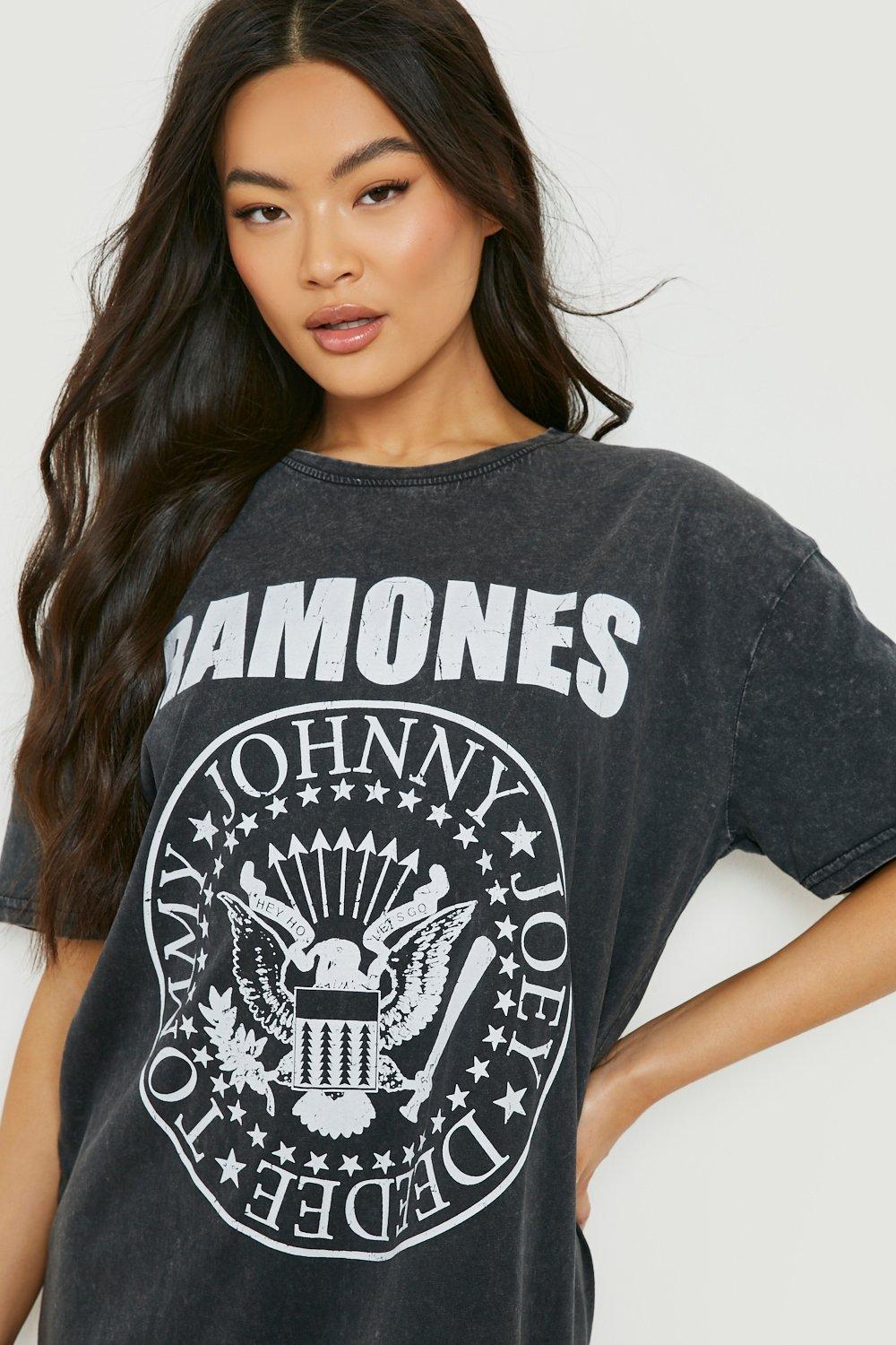 storting Accor voorbeeld Gelicenseerde Acid Wash Gebleekte Ramones T-Shirtjurk | boohoo