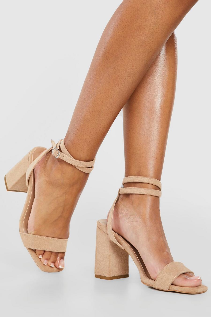Nude color carne Wide Fit Two Part Block Heels