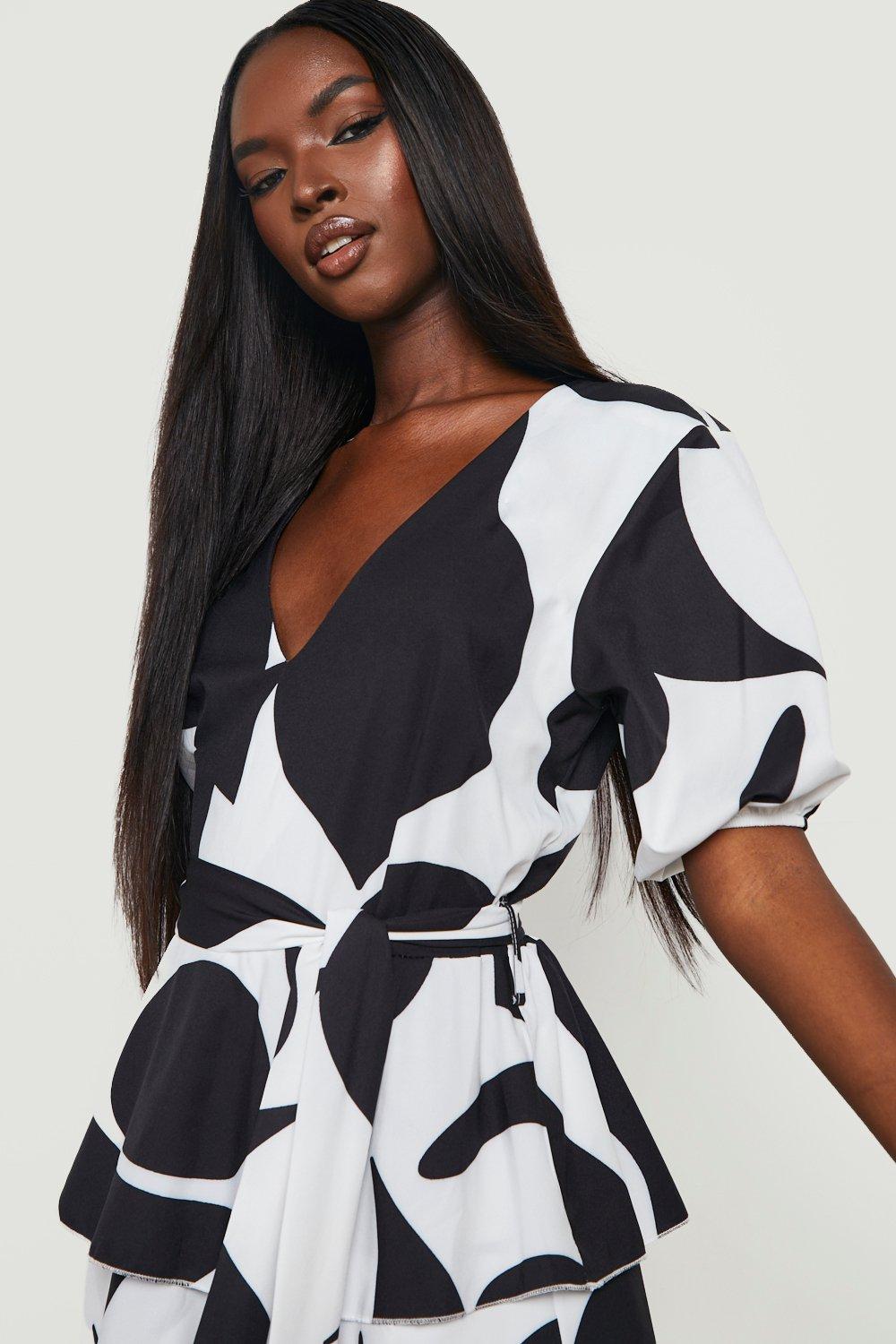 Boohoo black hot sale white dress