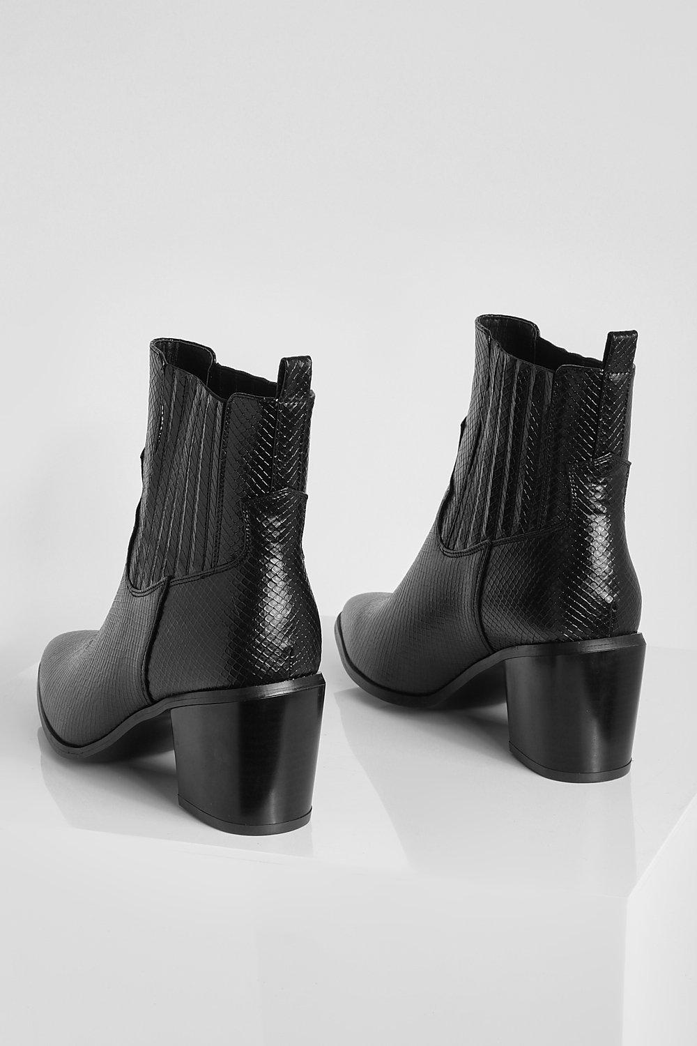 Print Detail Western Cowboy Boots | Boohoo UK