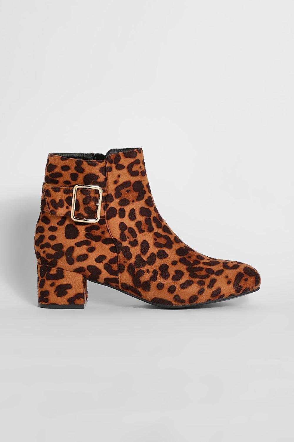 Low heel hot sale leopard booties