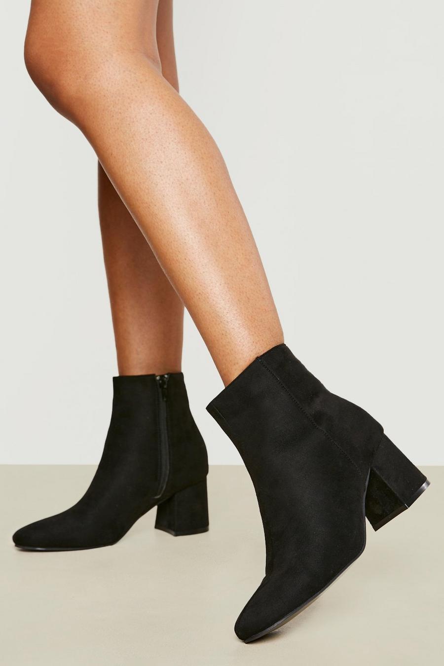 Black schwarz Block Heel Shoe Boots