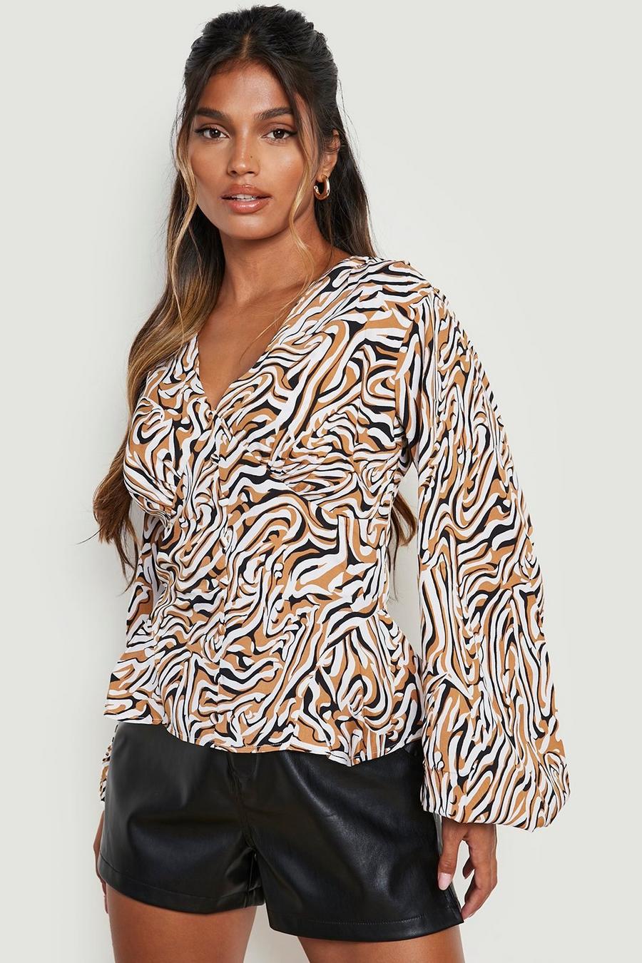 Stone Animal Button Front Blouse image number 1