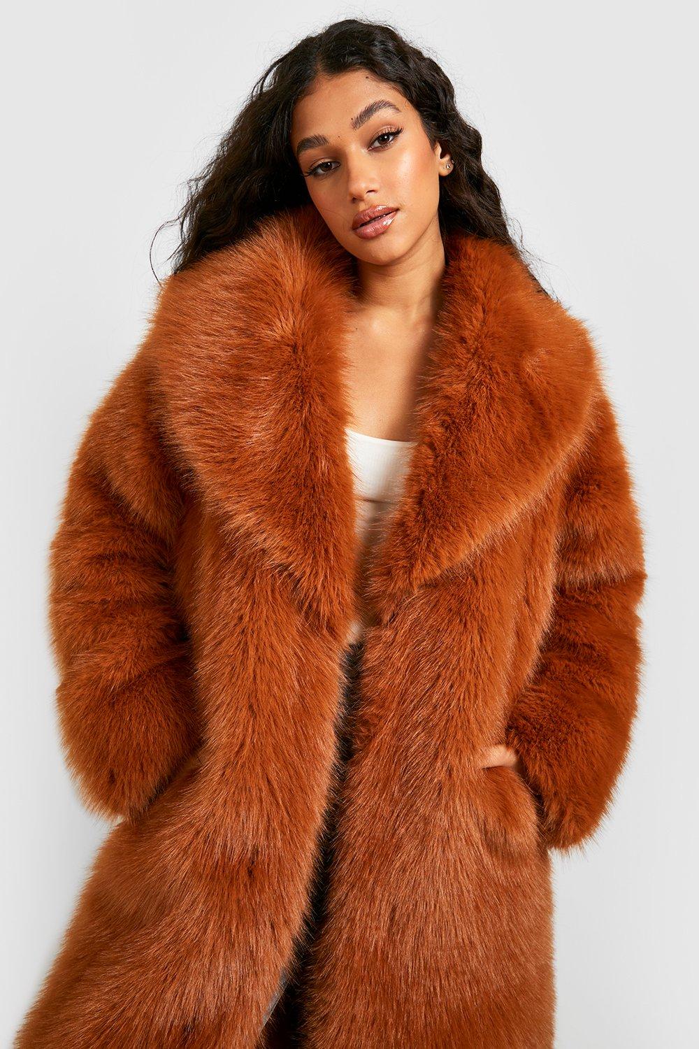 Maxi faux outlet fur coat