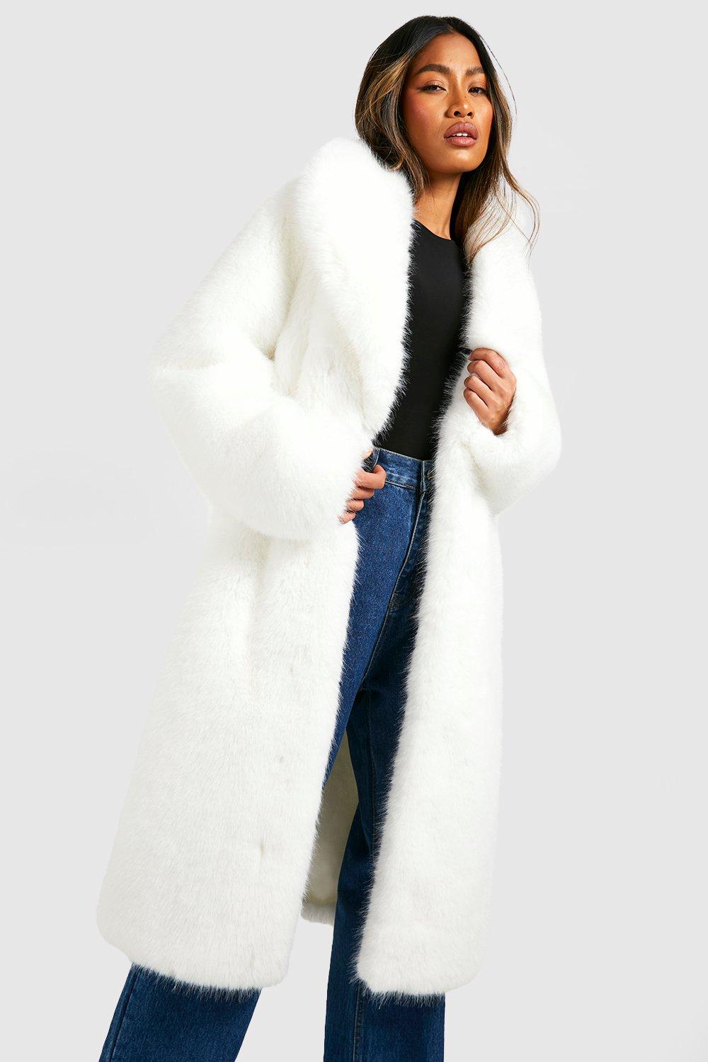 Faux fur 2025 coat long white