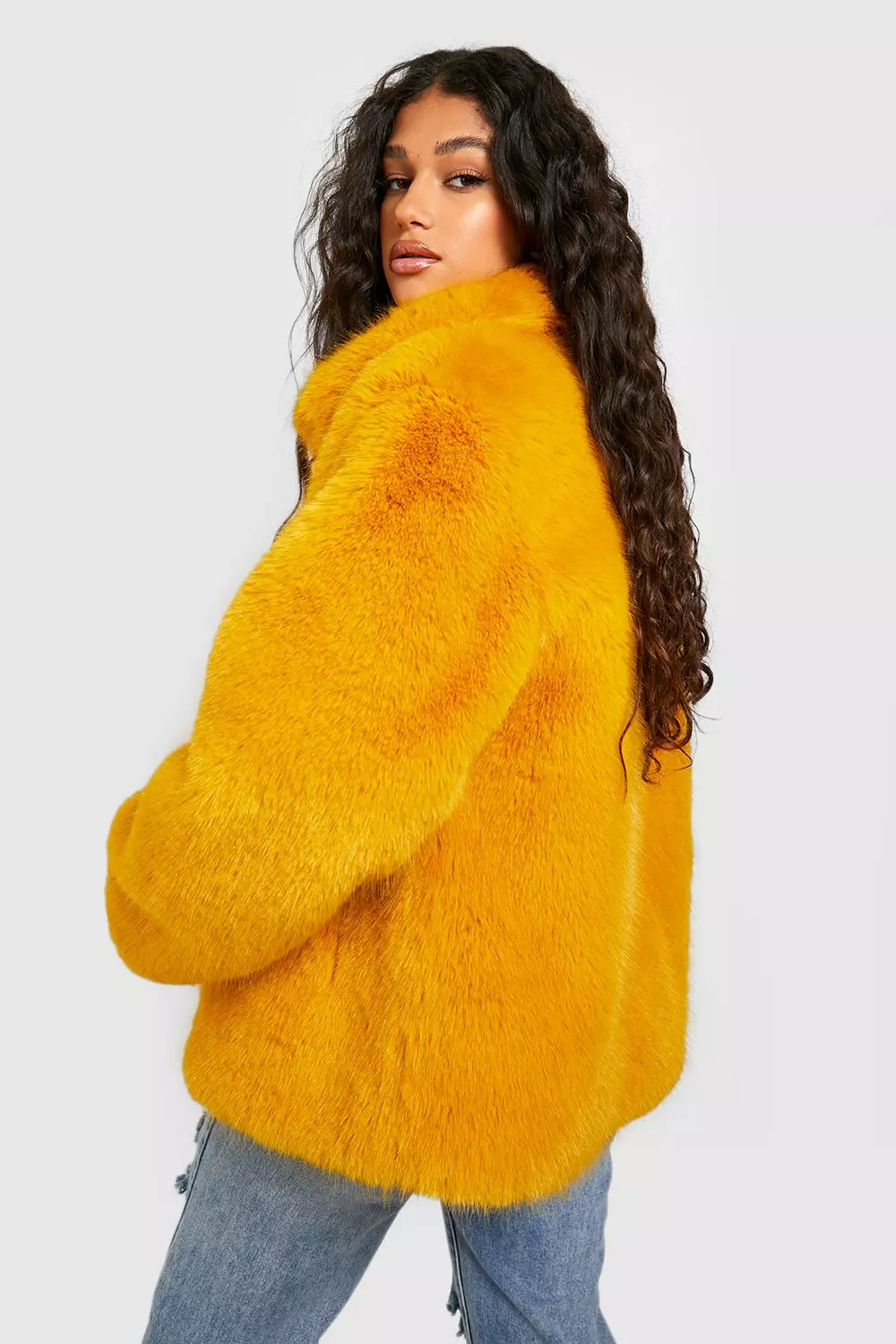 Mustard discount fluffy coat