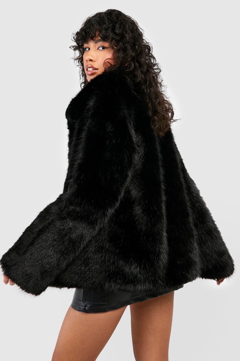 Women s Premium Oversized Collar Faux Fur Coat Boohoo UK