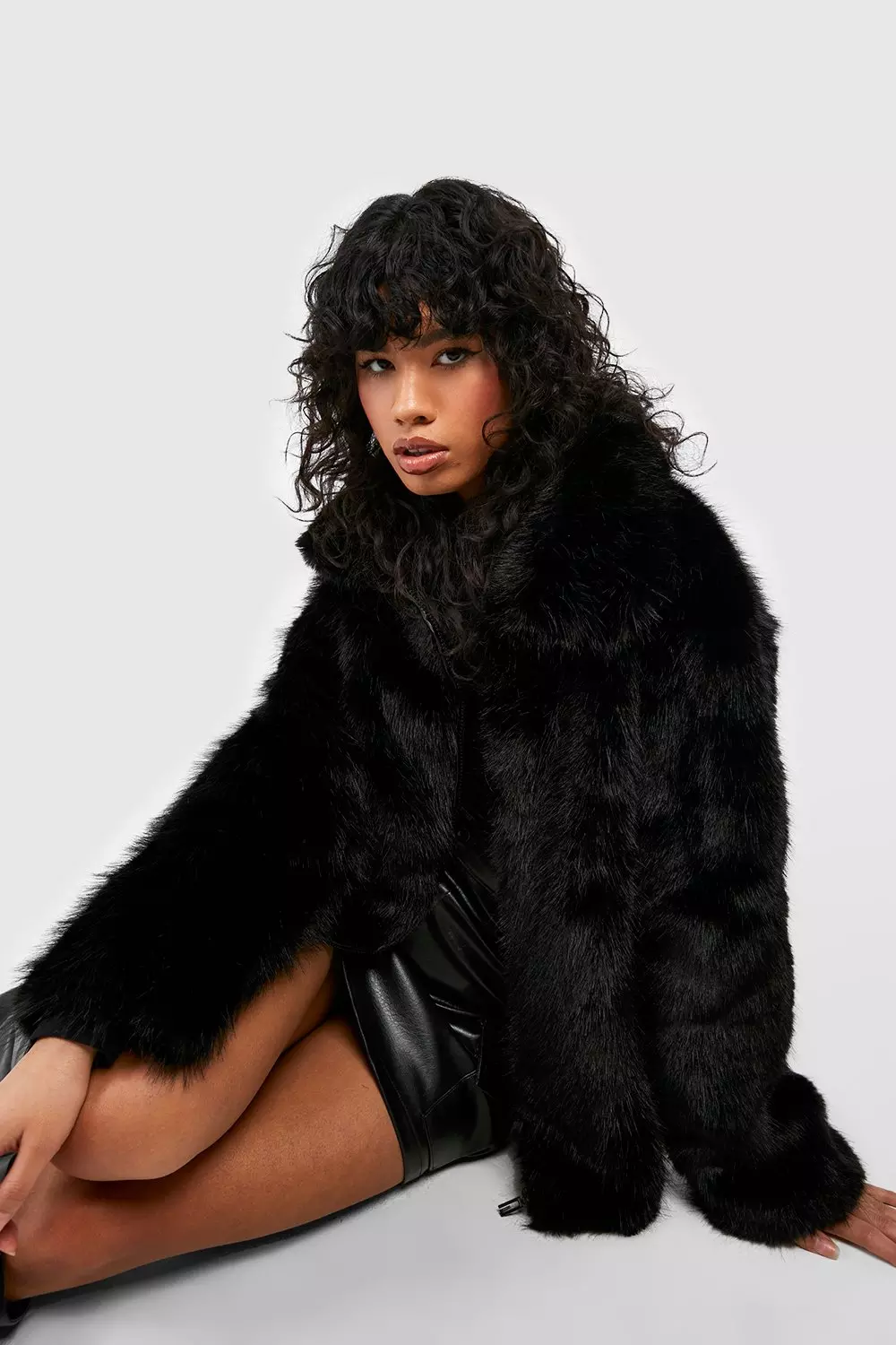 ジャケット・アウター Wide collar fluffy fur coat_black Amazon.com: Qolkmuiy-GJ Mens Fluffy Fur Collar Luxury