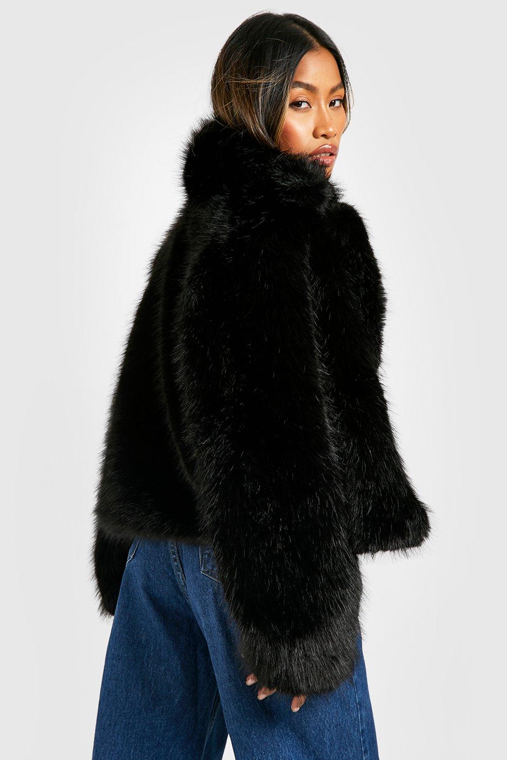 Boohoo black hot sale fur jacket