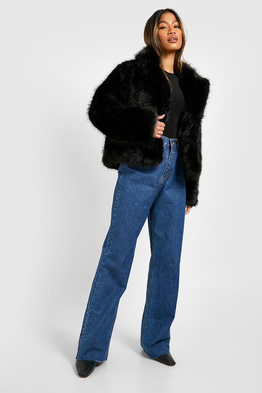 Short Faux Fur Jacket - Black - Ladies