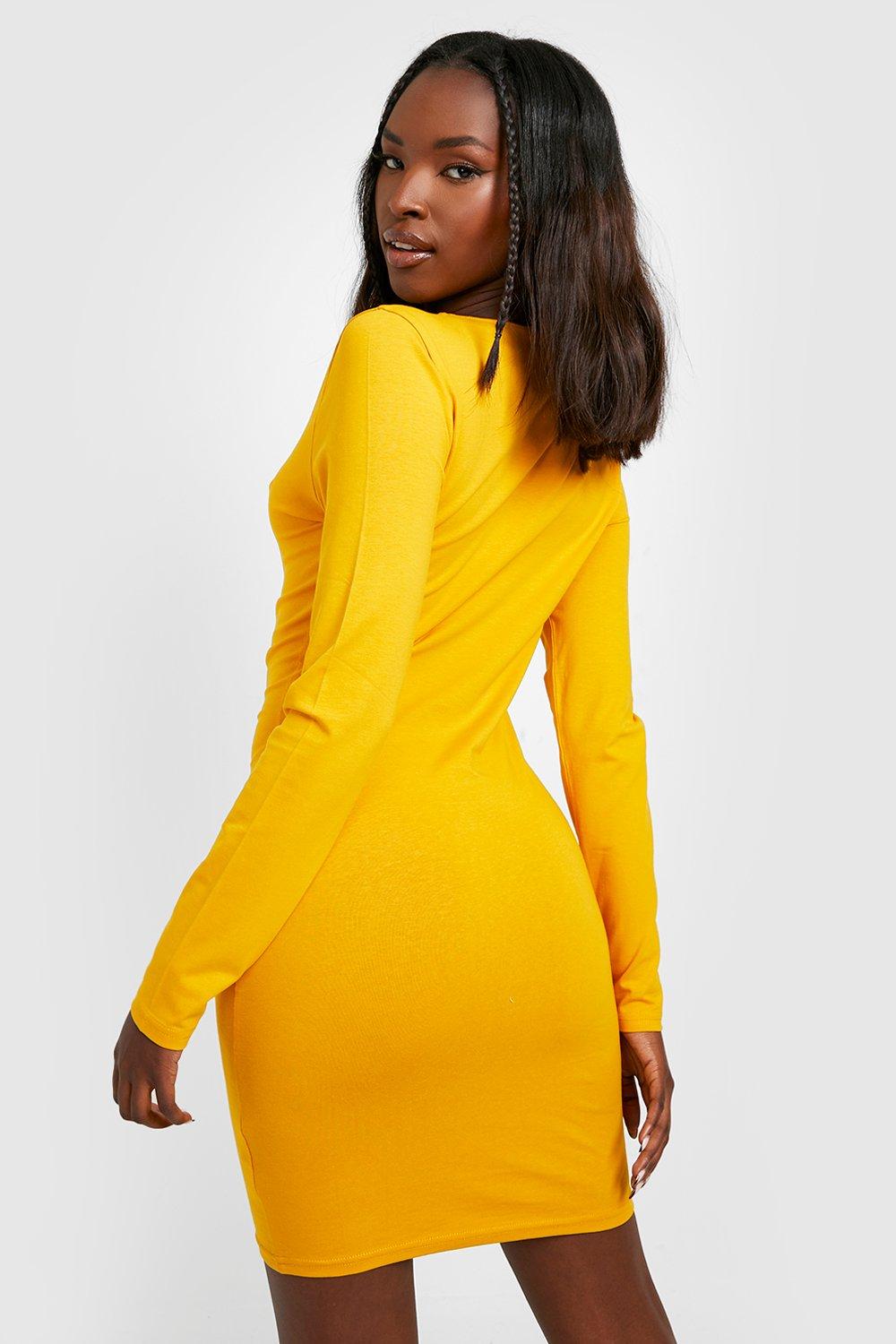 Mustard bodycon hot sale dress