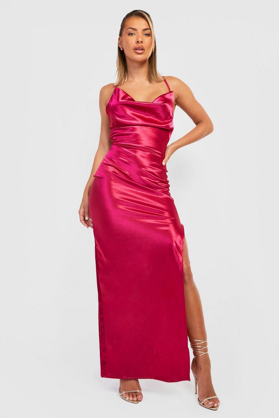 Satin Strappy Back Cowl Neck Maxi Dress image number 1