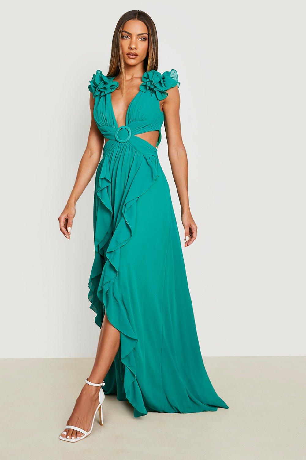 Boohoo green maxi dress hotsell