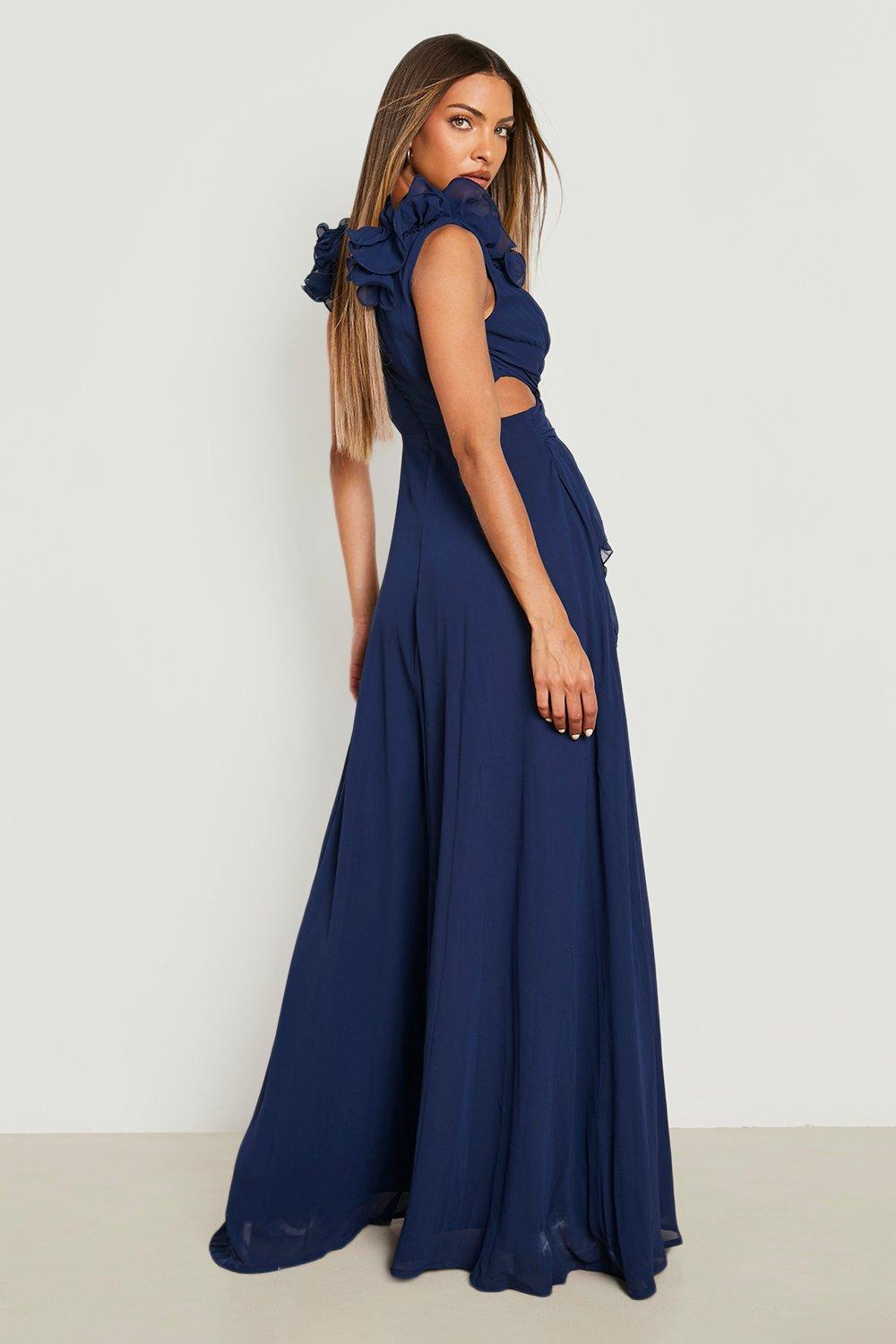 Boohoo navy hot sale maxi dress