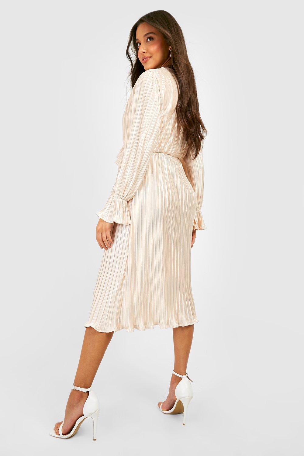 Ruffle detail plunge midi dress sale