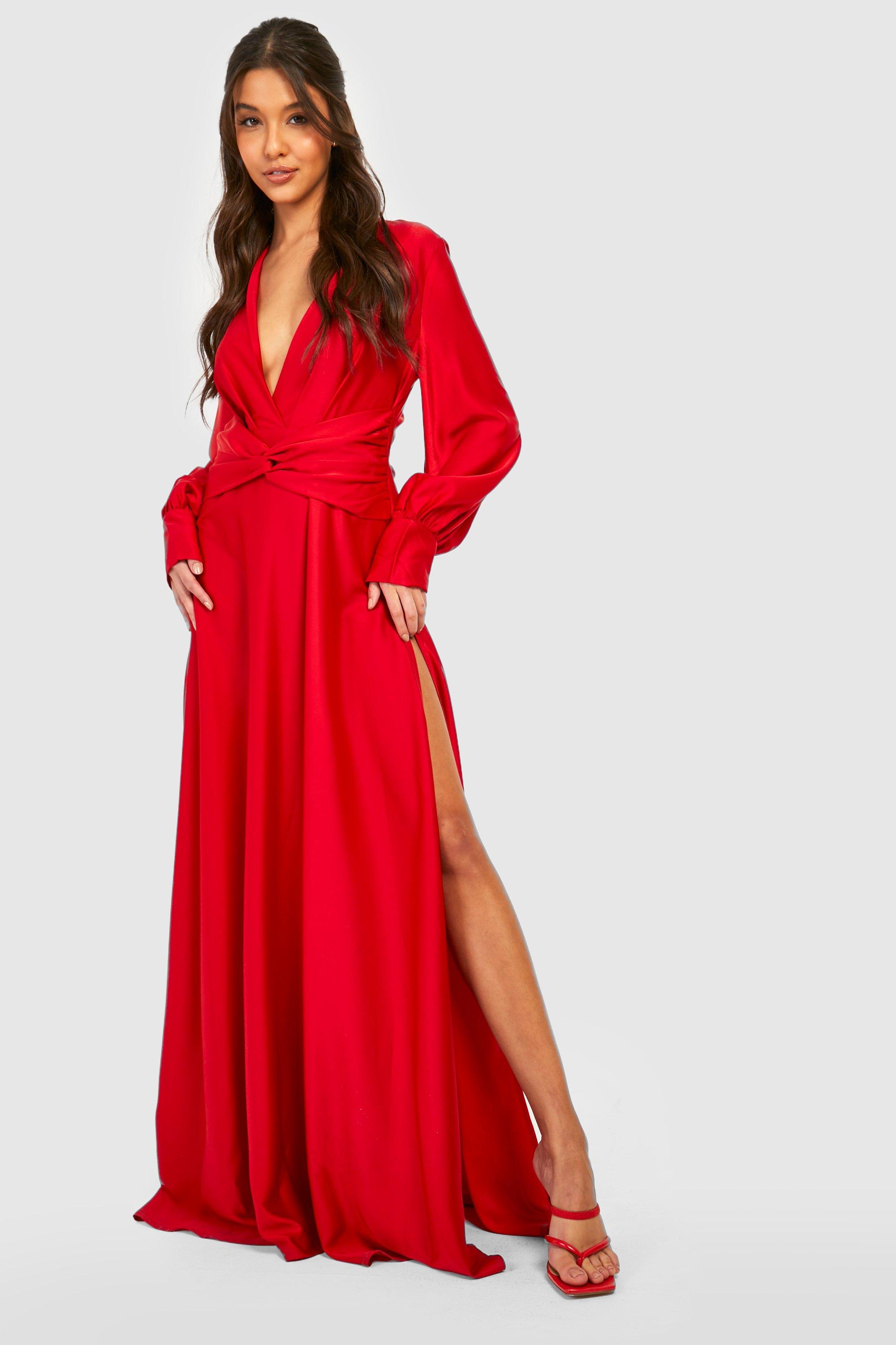 Boohoo red maxi dress sale