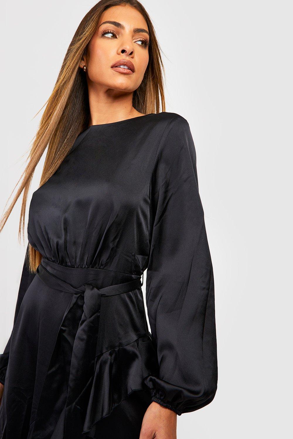 Long sleeve hotsell frill wrap dress