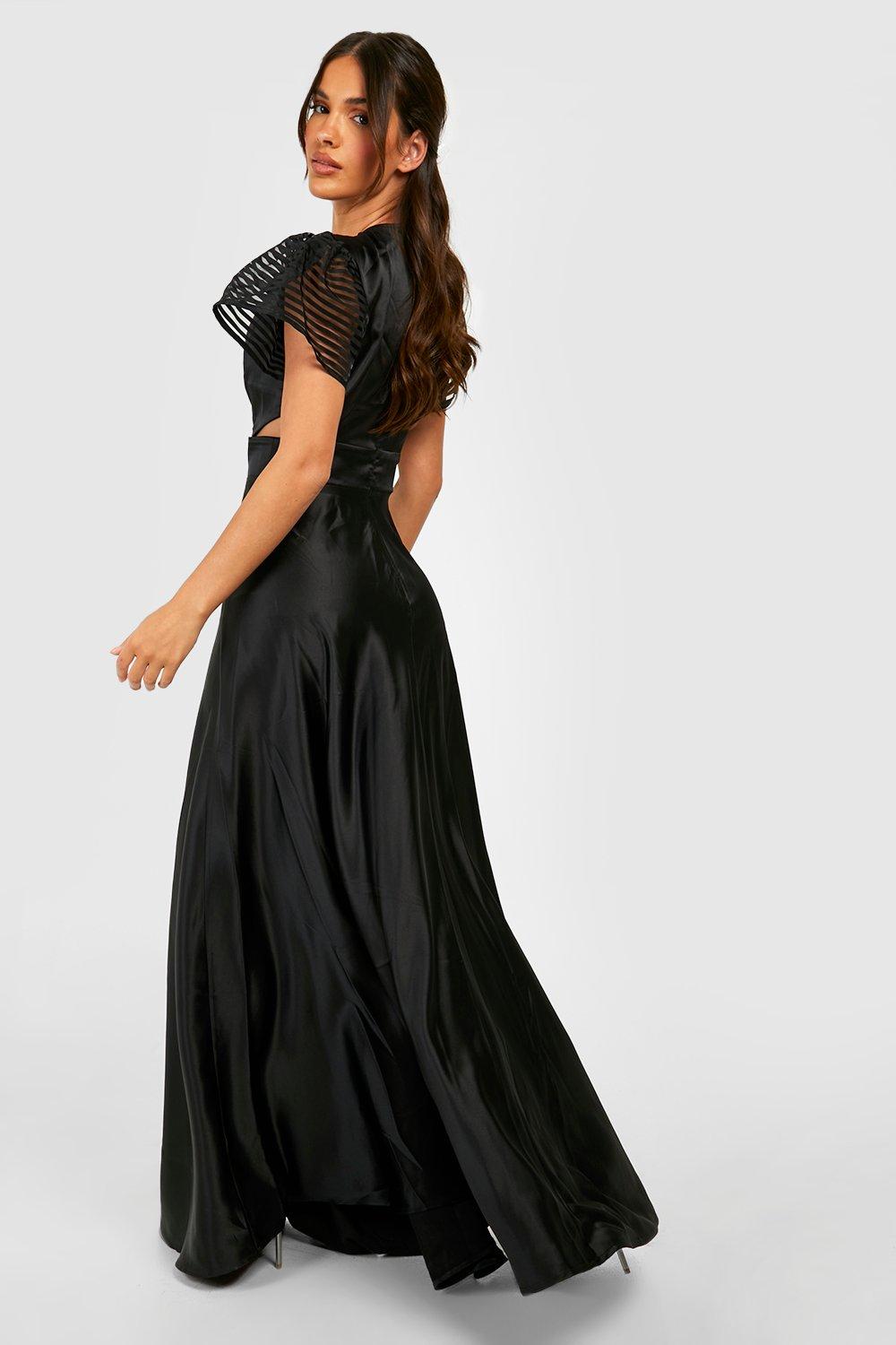 Satin Organza Occasion Maxi Dress