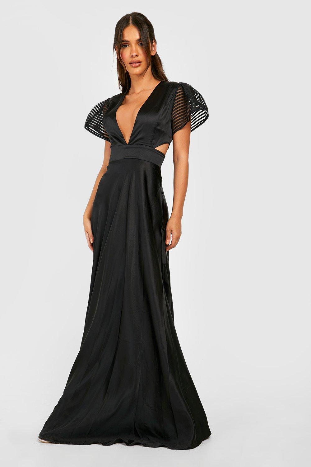 Satin Organza Occasion Maxi Dress