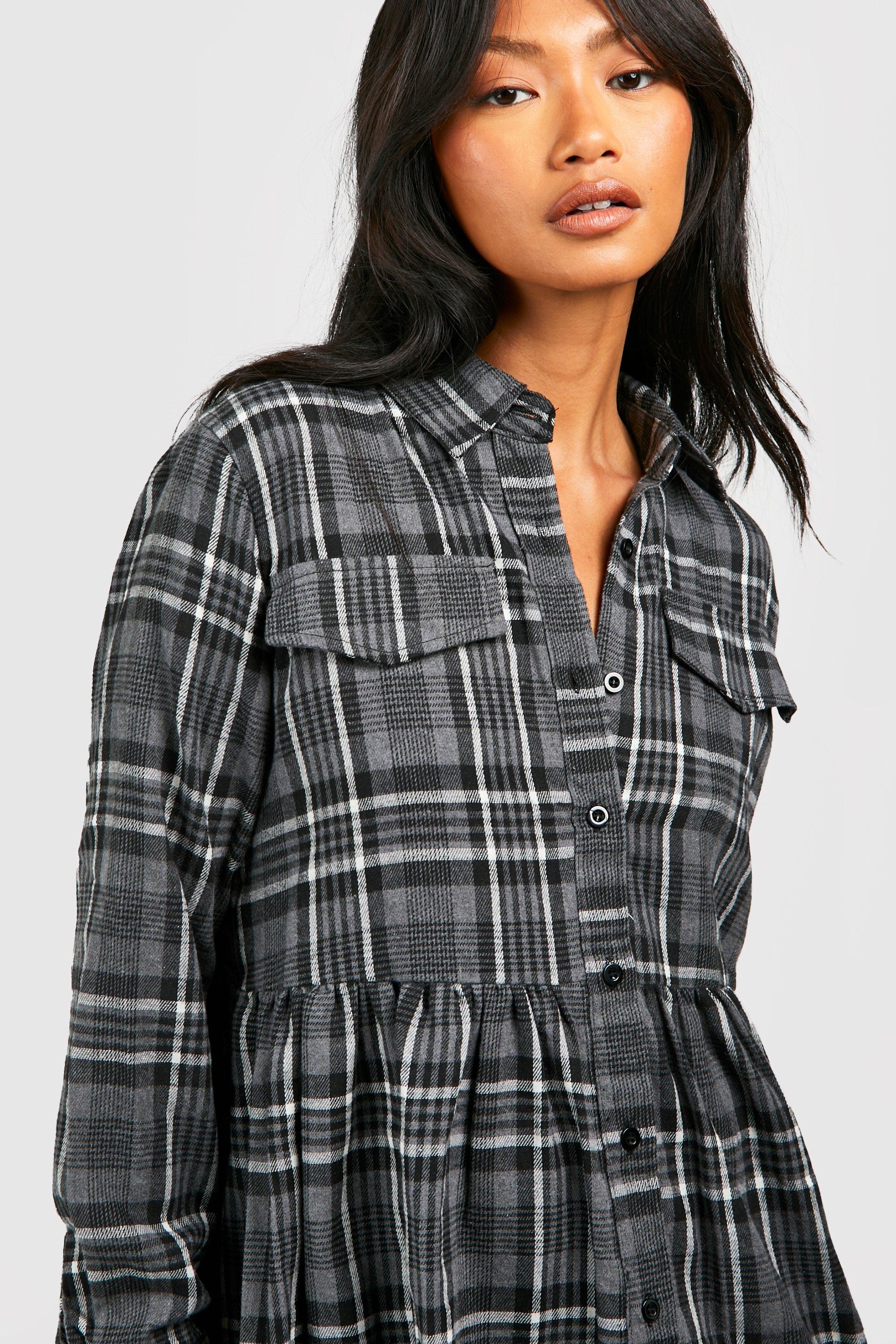 Black and white checkered hotsell shirt dress