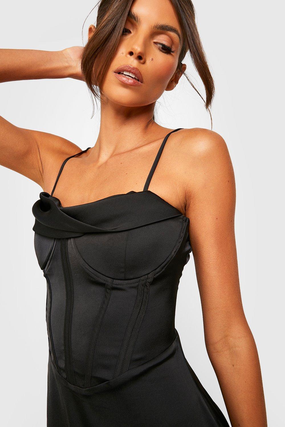 Black corset midi outlet dress