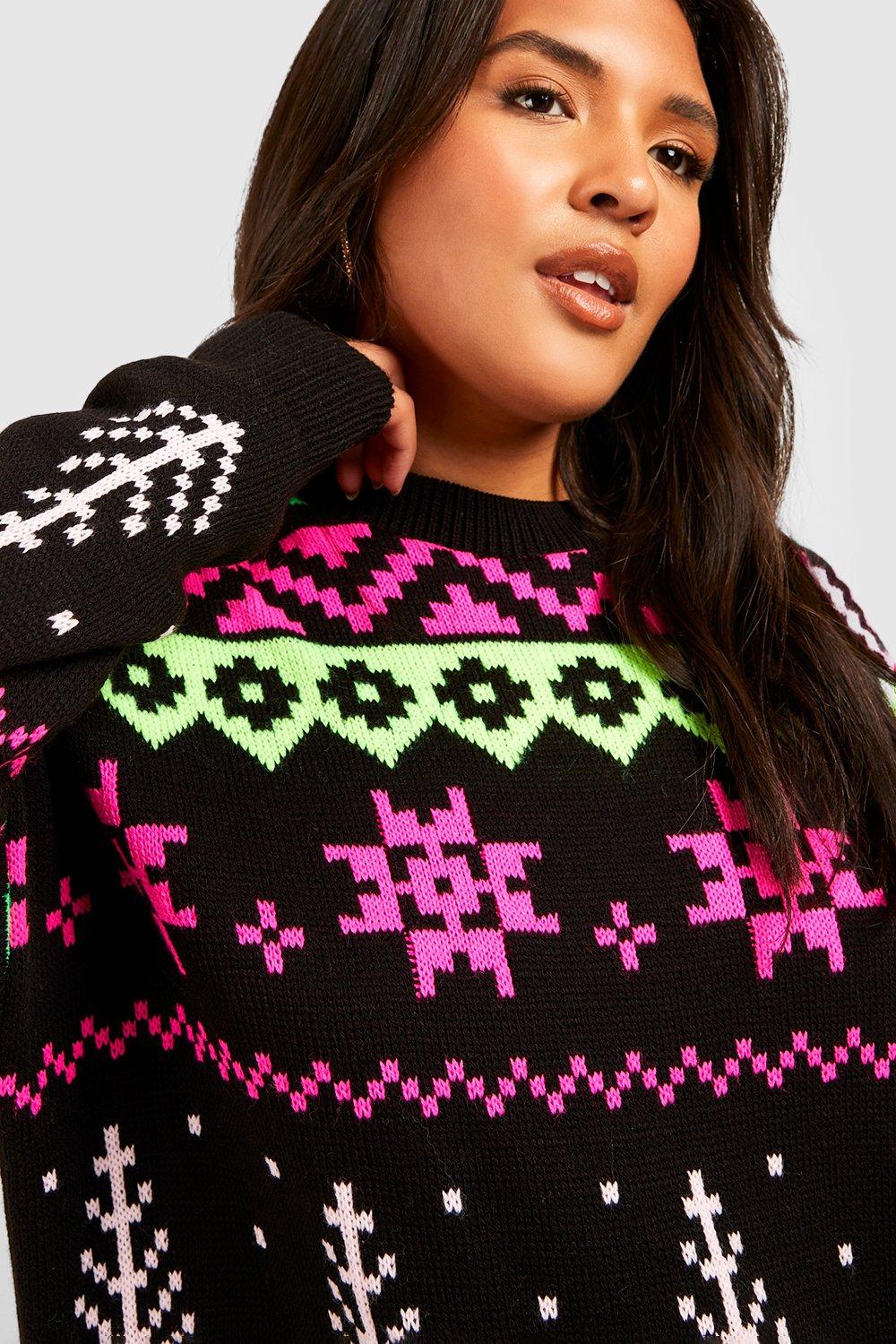 Plus Neon Fairisle Christmas Sweater | boohoo