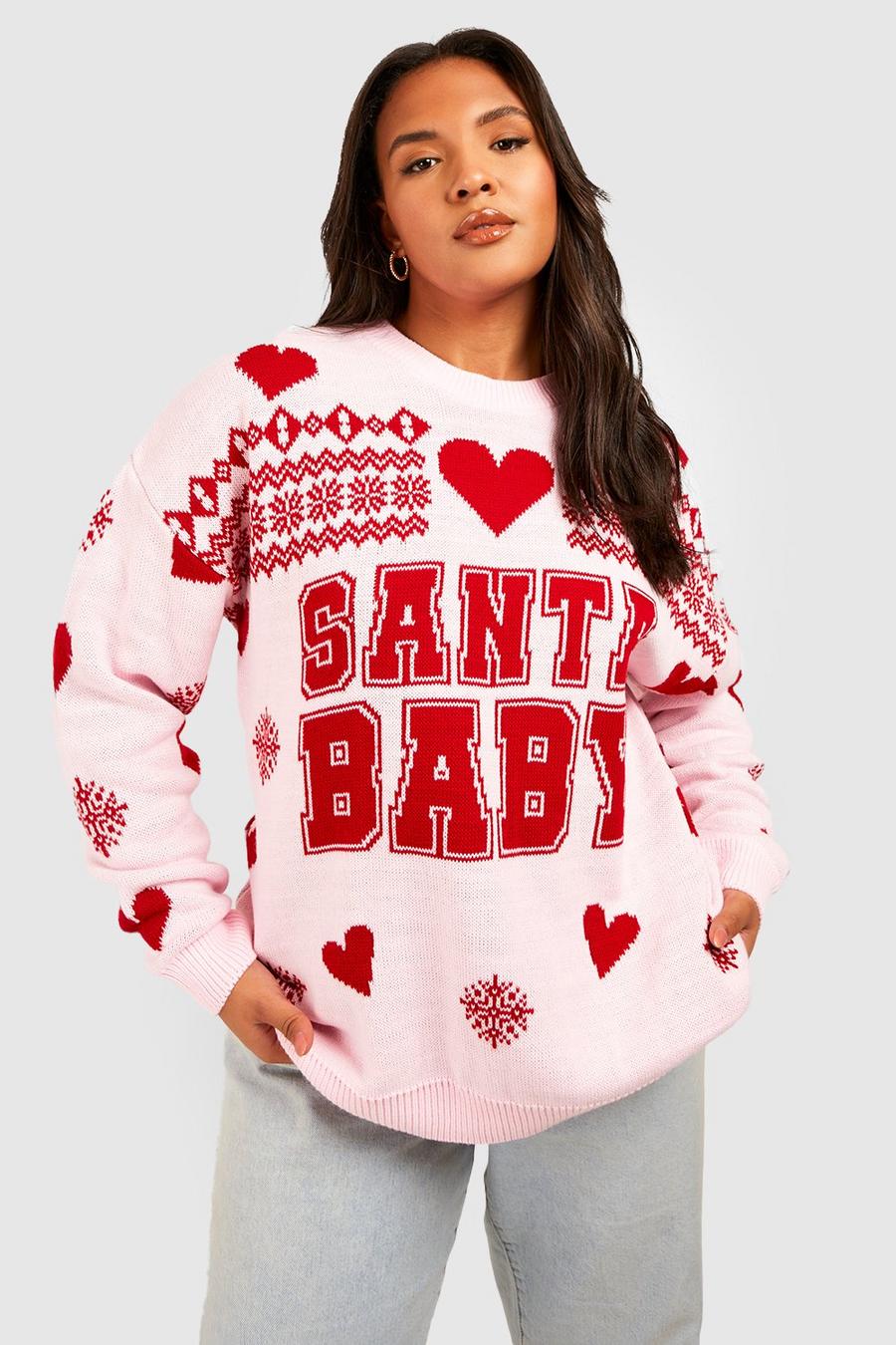 Pink Plus Santa Baby Christmas Sweater image number 1