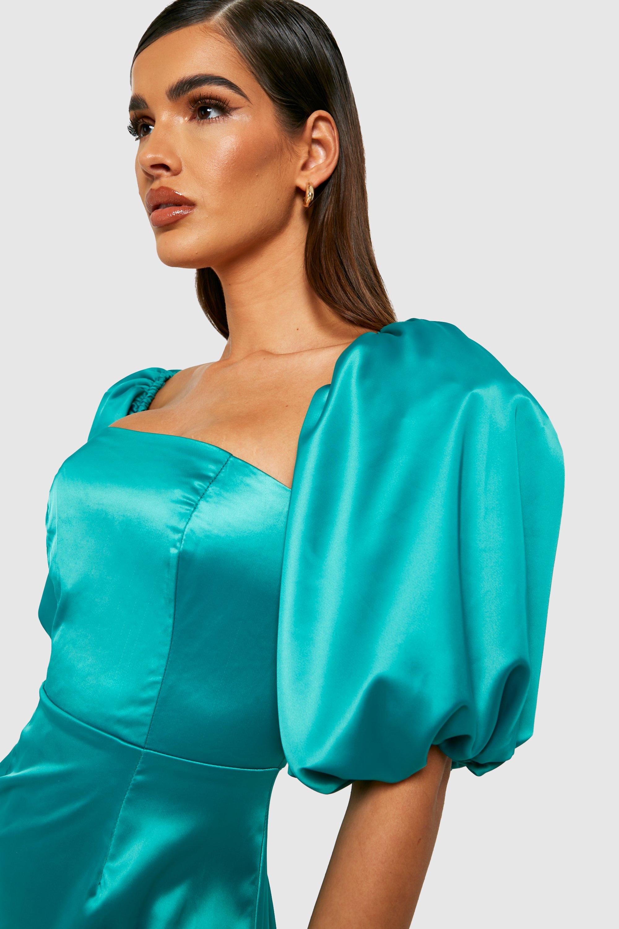 satin dress with sleeves