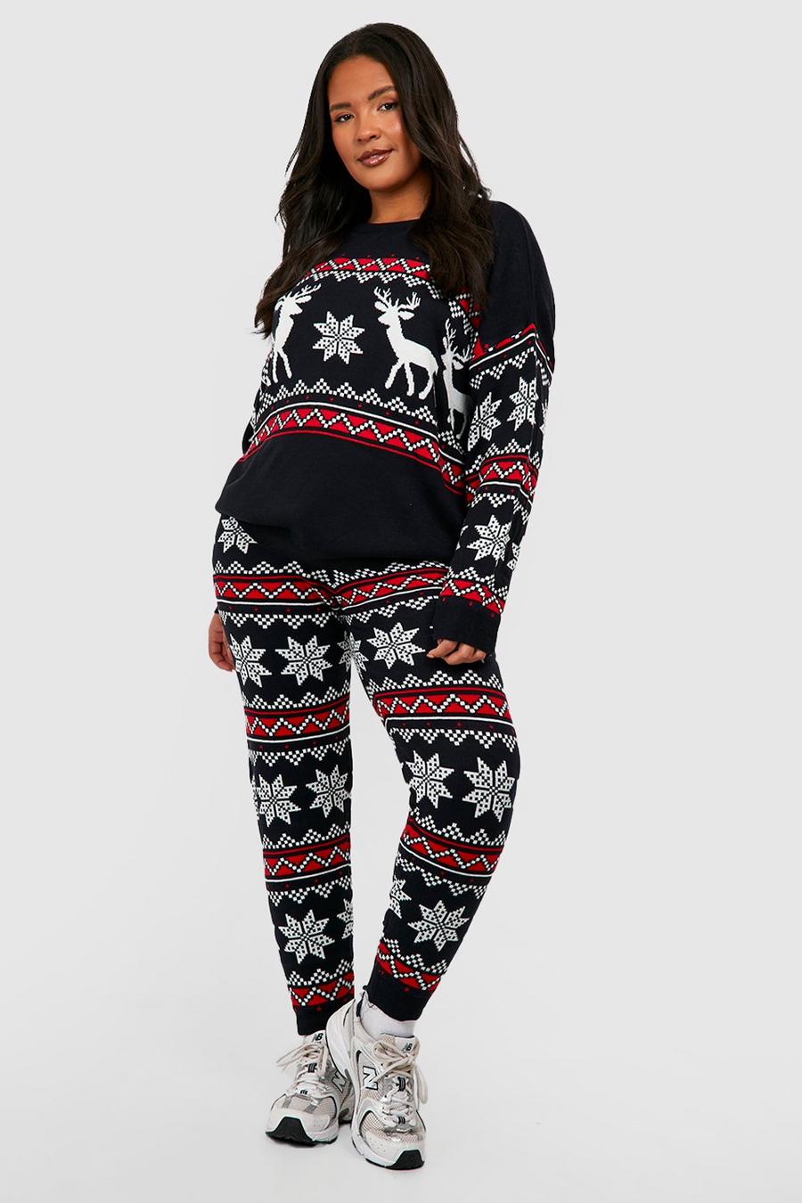 Navy Plus Christmas Fairisle Knitted Co-ord image number 1