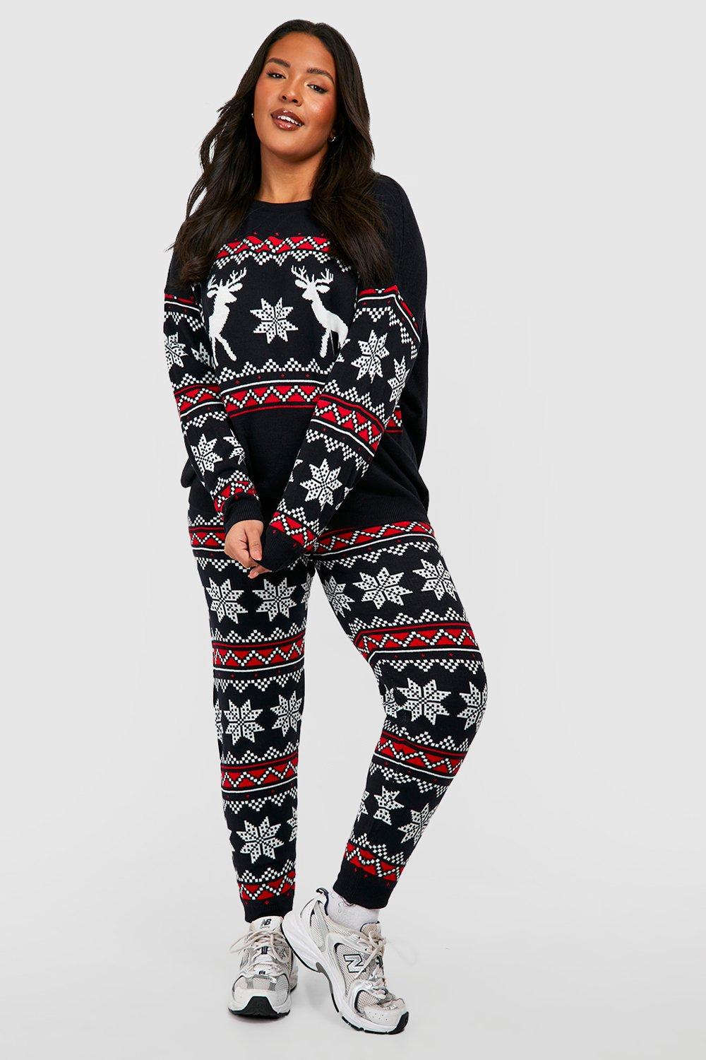 Plus Christmas Fairisle Knitted Two Piece boohoo