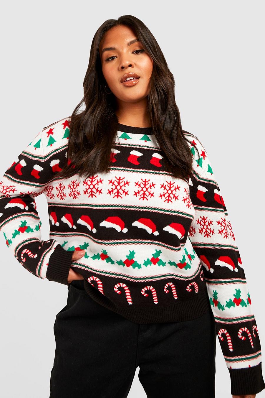 Black Plus Christmas Fairisle Sweater image number 1