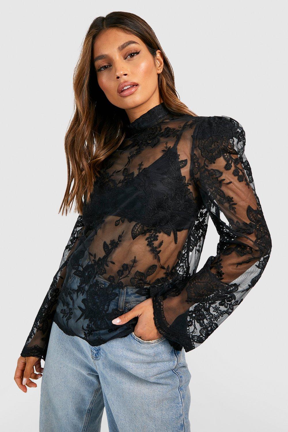 Lace Sheer Racer Tank Top